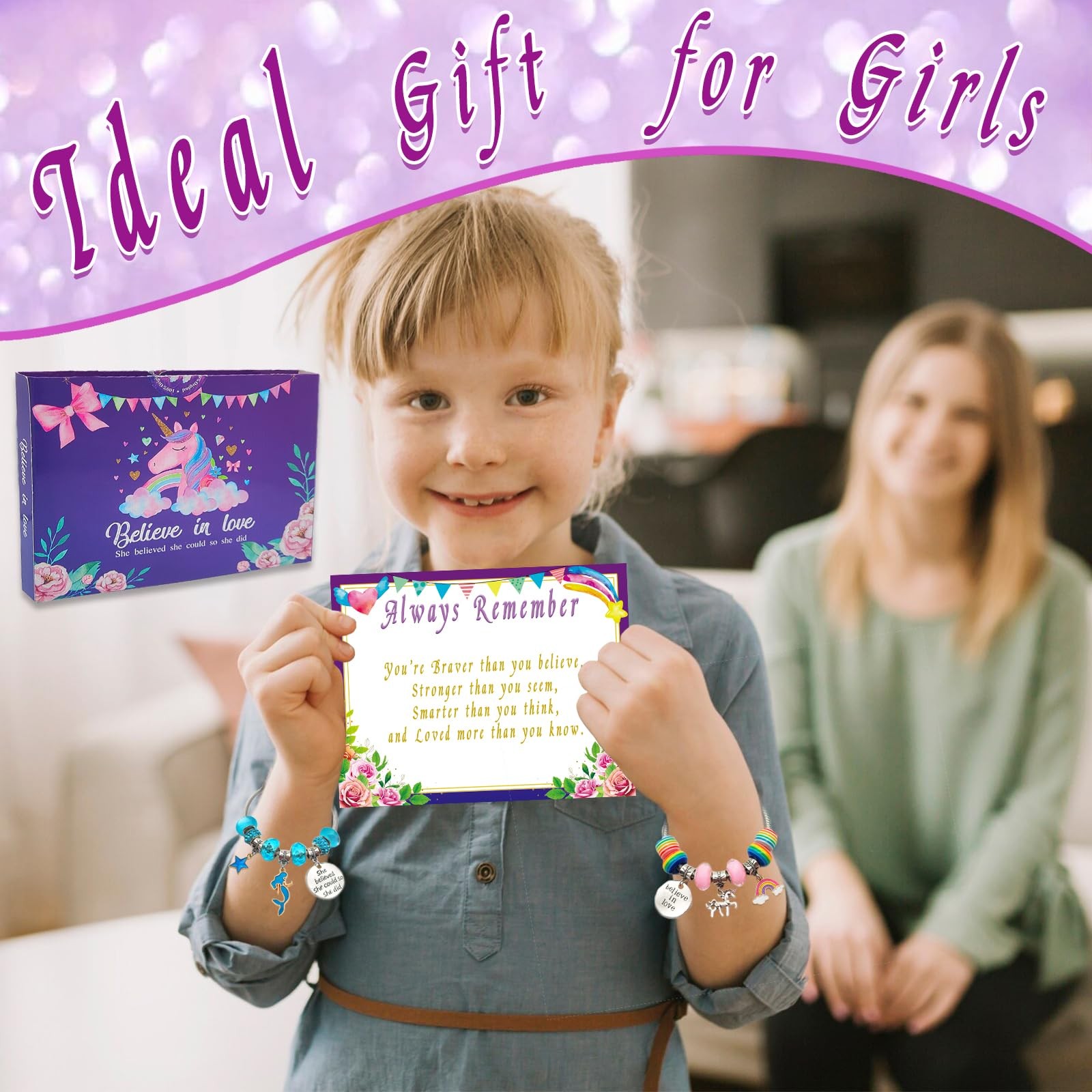 Charm Bracelet/Jewelry Making Kits for Kids Girls,Unicorn Birthday Gifts,Arts Cr