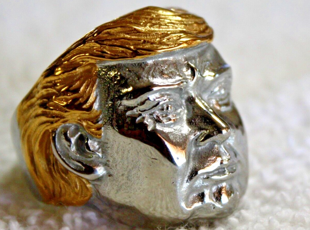 President – Donald Trump Gold Hair Ring, Stainless Steel, Size 7 thru 15