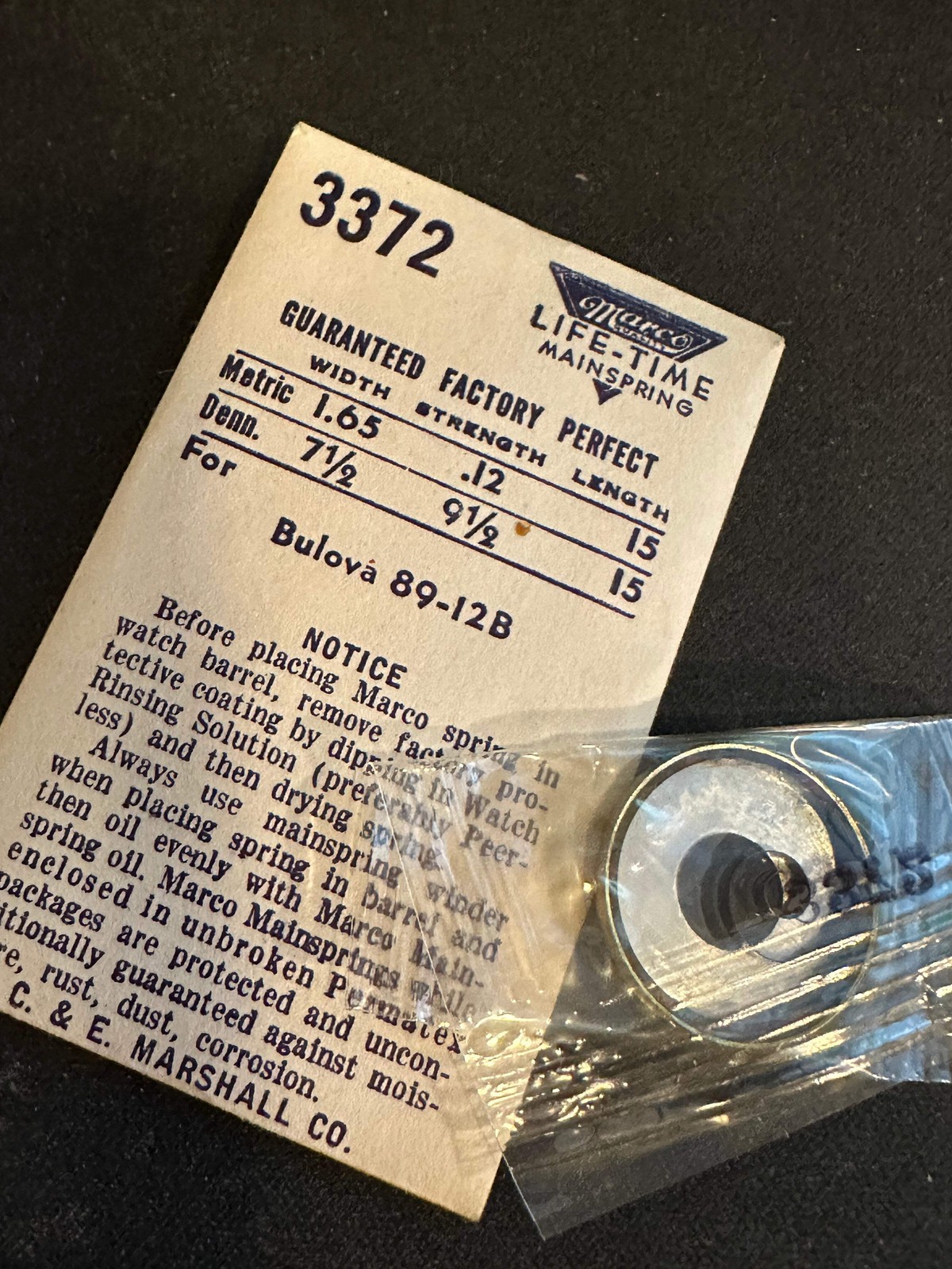 Marco Mainspring #3372 for Bulova 12B, Junghans 89 Alarm – Steel
