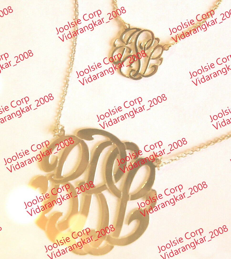 PERSONALIZED 14K GOLD PLATED 3 INITIAL 1.25″ MEDIUM ROUND MONOGRAM NECKLACE