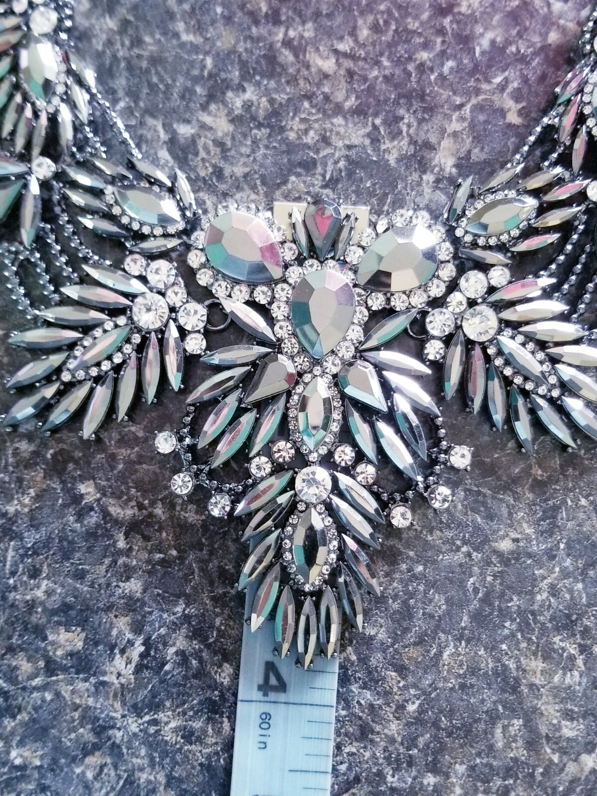 Green Statement Choker Rhinestone Necklace Bridal Prom Pageant Gothic