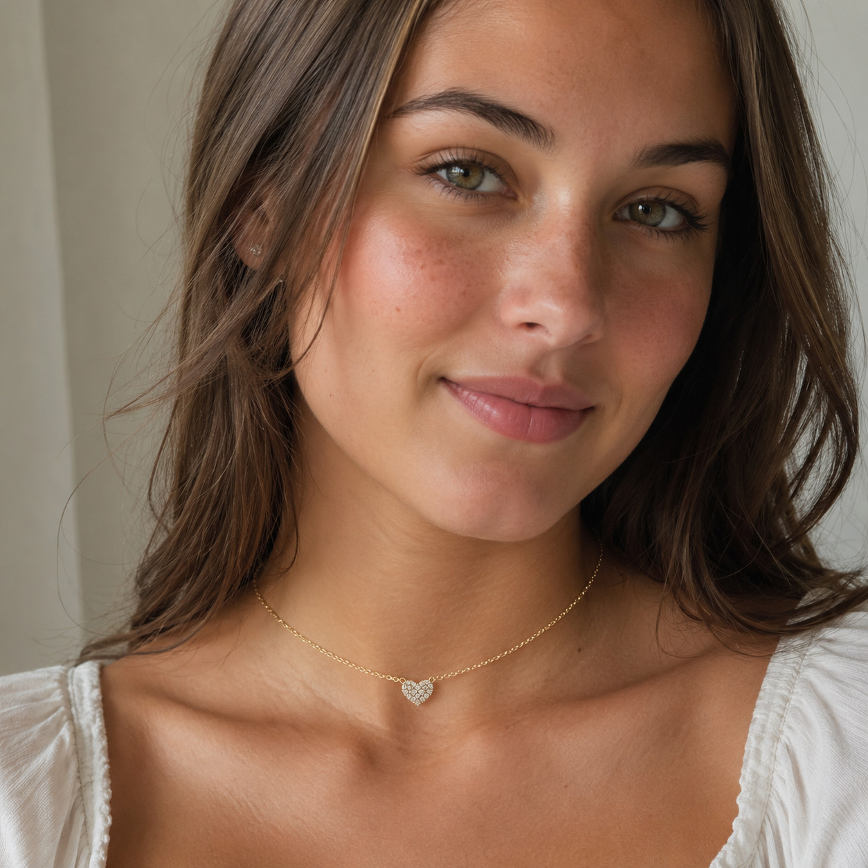 Solid 14k Gold Natural Diamond Heart Pendant Necklace Pave Setting Gabriel Co