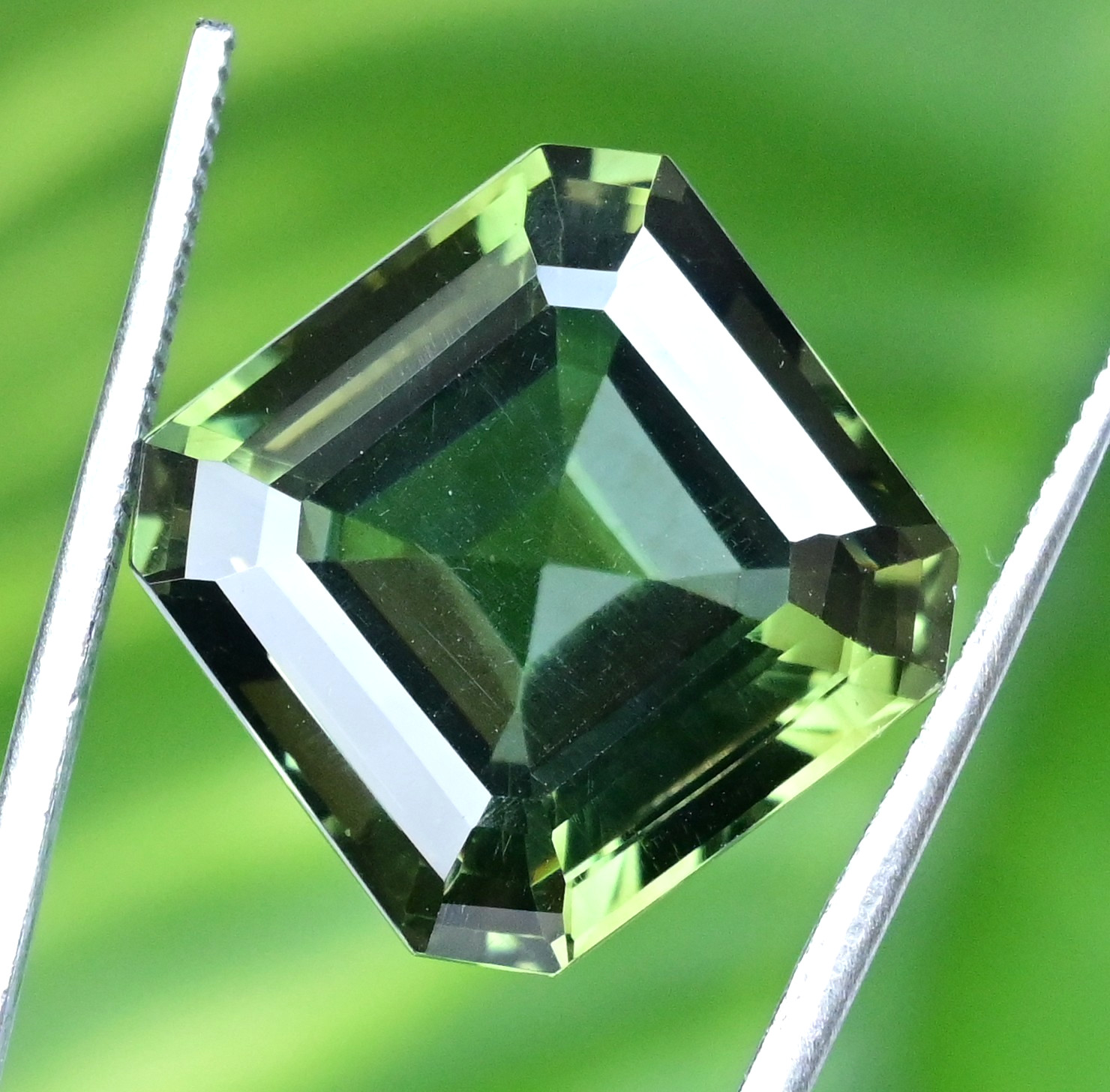 22.65 Ct Natural Greenish Moldavite Octagon Flawless Certified Loose Gemstone