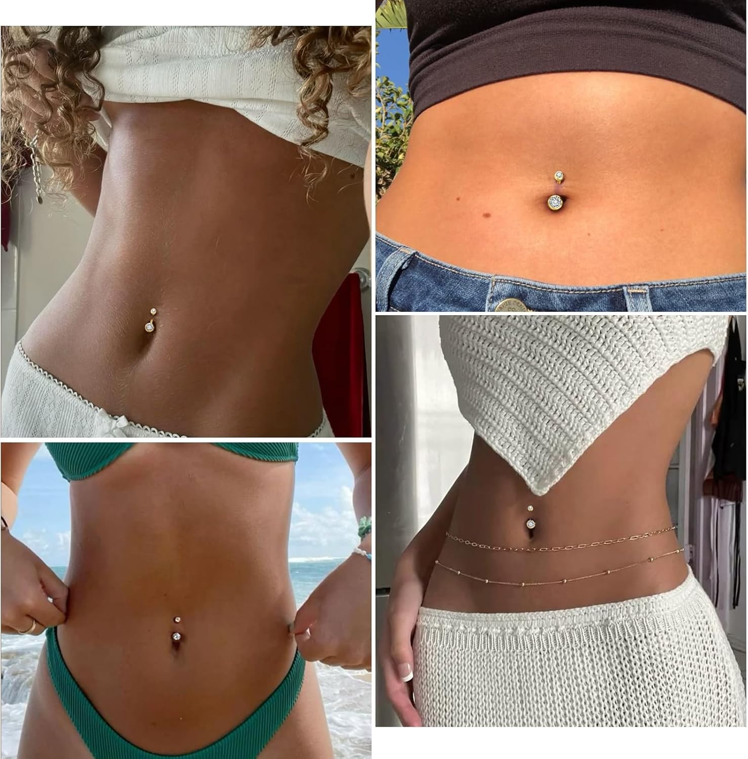 Snag-Free Internally Threaded Titanium Belly Button Rings – 14G – 8mm to 14mm