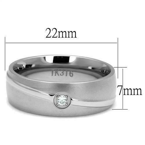 Men’S Stainless Steel AAA Grade CZ Clear Ring Band 8 9 10 11 12 13 Tk2931