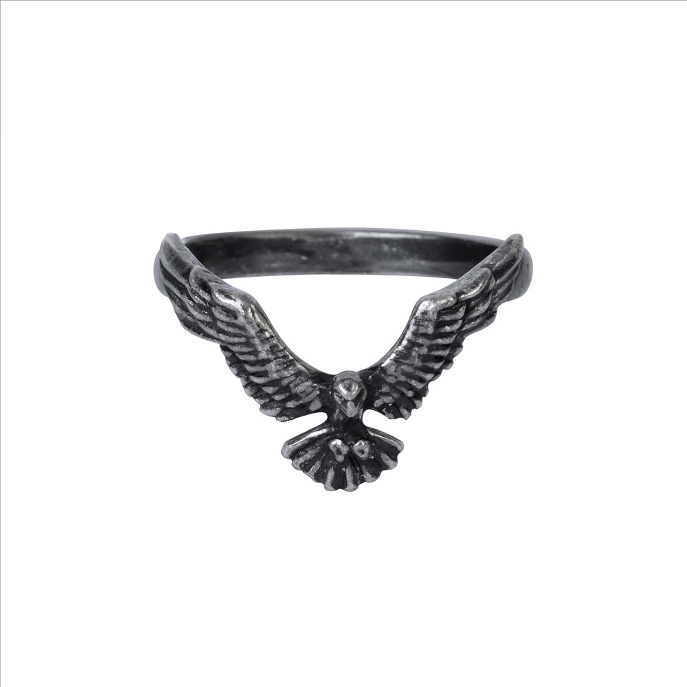 Alchemy Gothic Ravenette Black Raven Wings Ring Fine English Pewter Goth R232