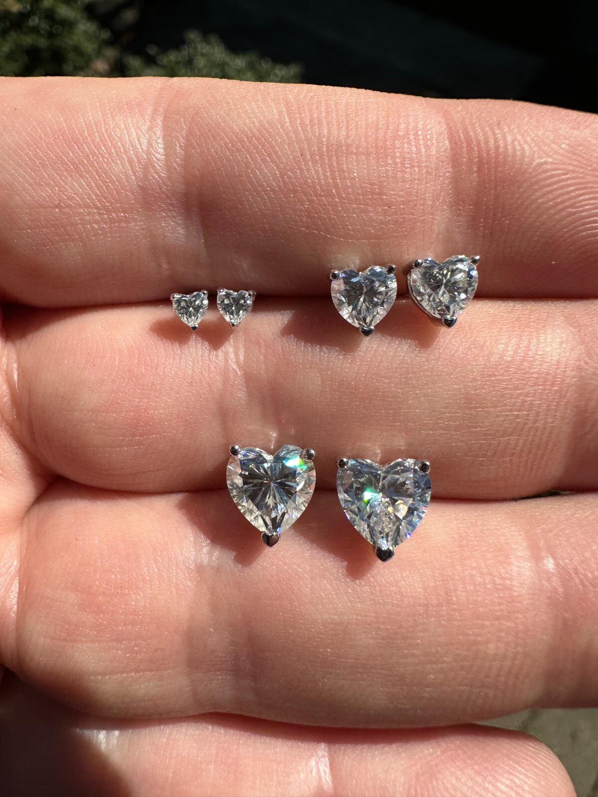 Real Moissanite Solitaire Stud Earrings Heart Shaped Fancy Cut 925 Silver 3-7mm