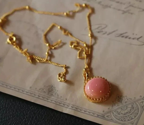 gorgeous 18mm natural pink conch pearl pendant 925s