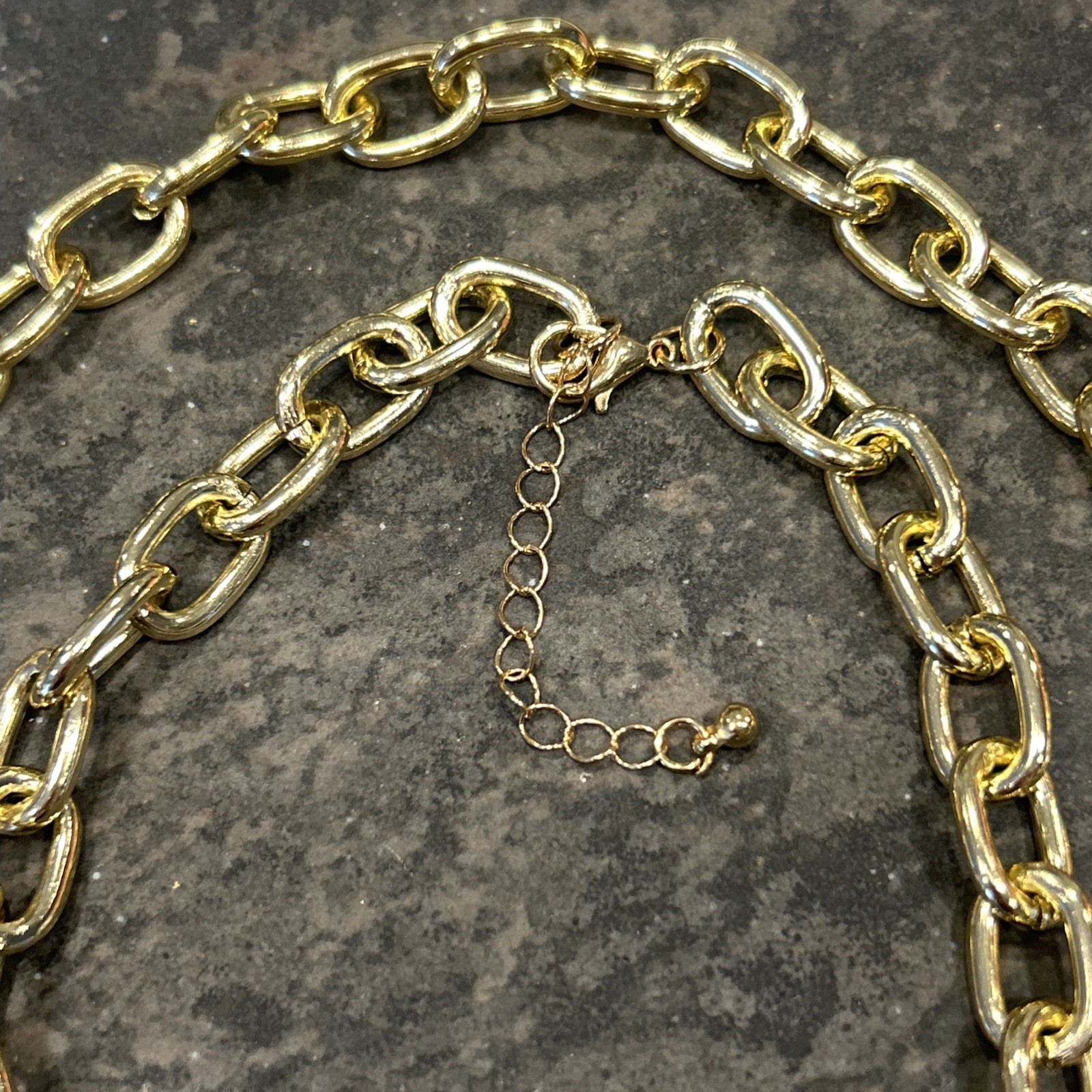 Two Piece Chunky Link Layered Necklace Set In Goldtone