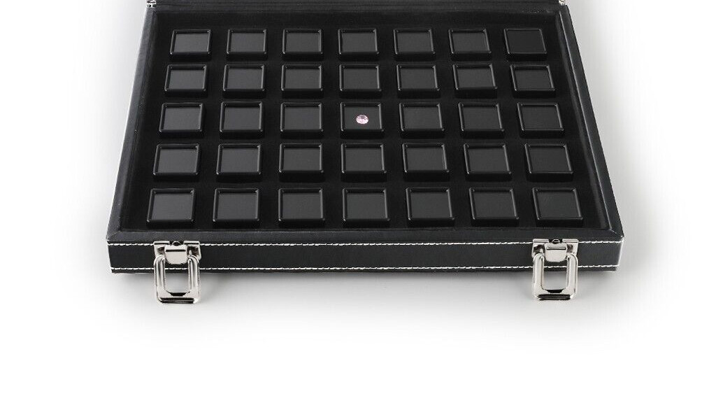 GemTrue Gem Display Boxes in a Luxurious Lockable Carry Case Reversible Cushion