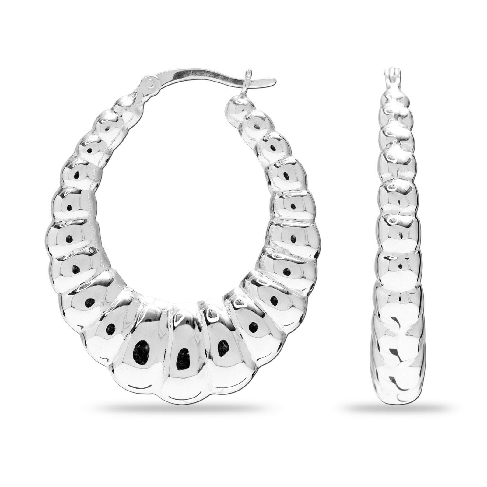 925 Sterling Silver Jewelry Shrimp Hoop Click-Top Earrings for Women and Girls