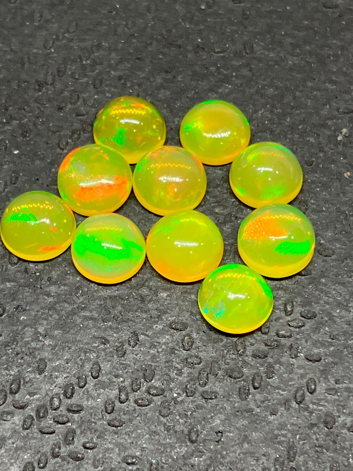 Opal Round Flat Back AAA Natural Ethiopian Yellow Loose Gemstone For All Jewelry