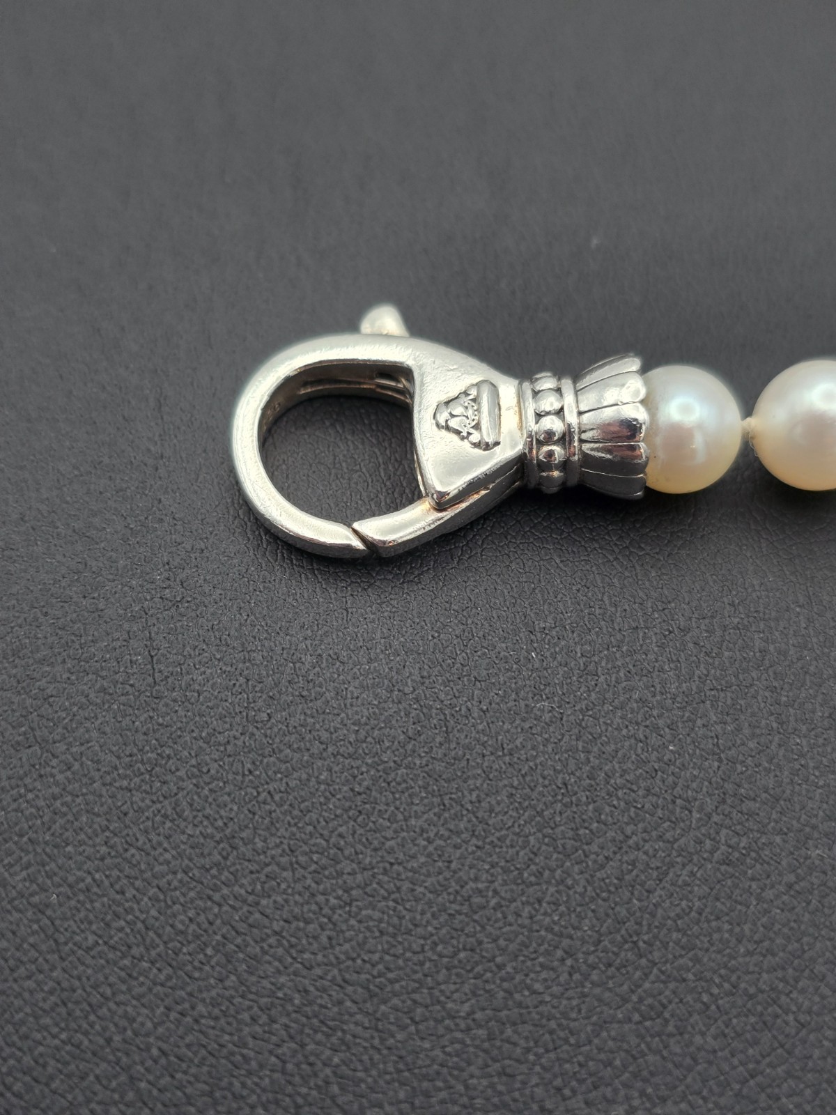 LAGOS Luna Pearl Strand Sterling Silver Bracelet w Box & Storage Pouch — 7.5″