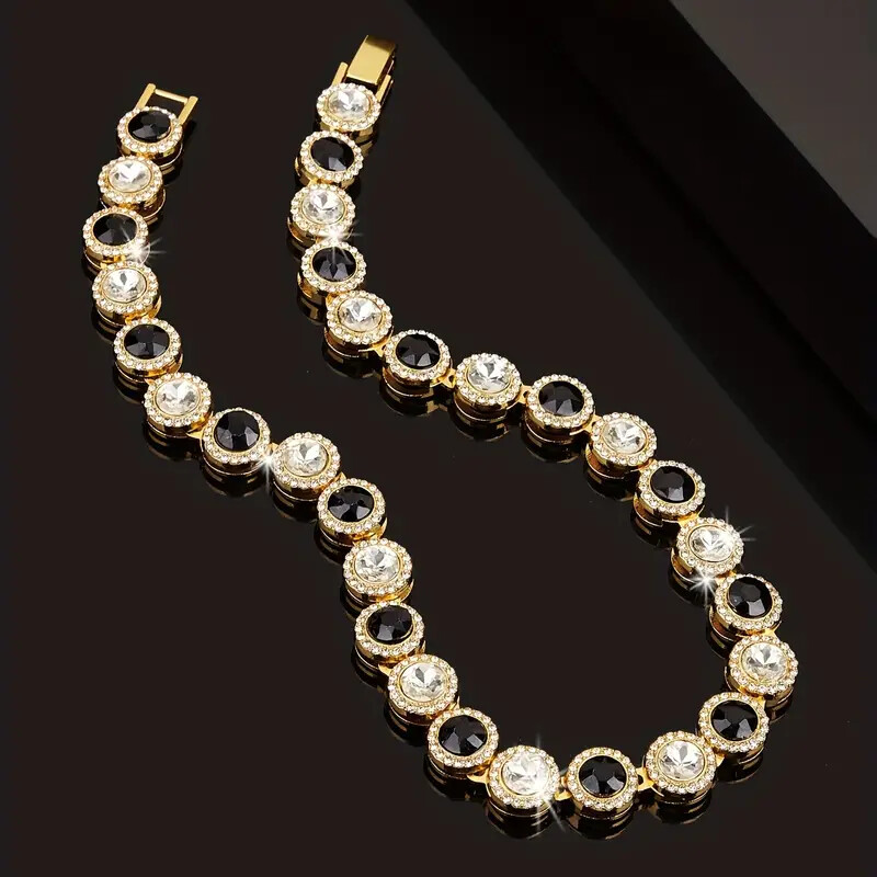 Men Women Rhinestone Hip Hop Style Chain Necklace 18″ Choker Jewelry Accessory