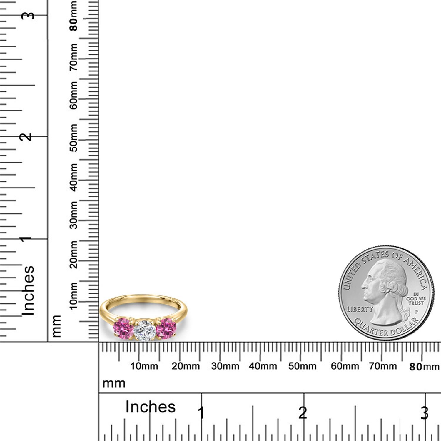 18K Yellow Gold Plated Silver Lab Grown Diamond and Pink Moissanite Engagement