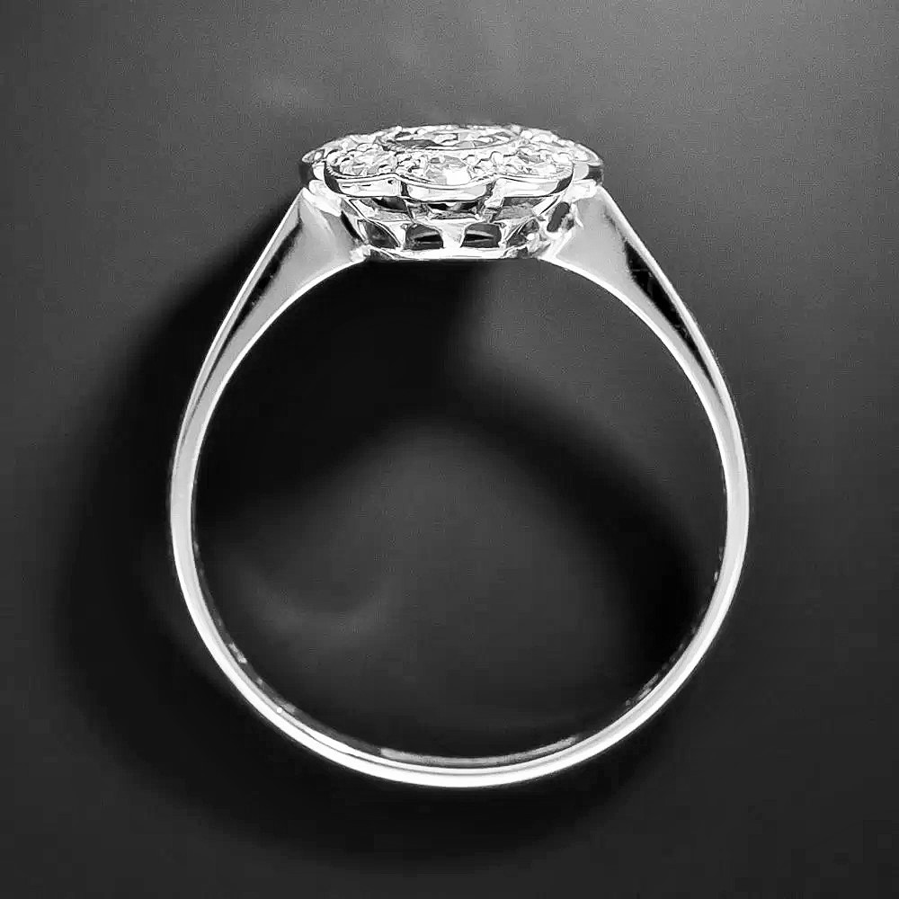 0.36Ct White Round Cut Bezel Set Flower Style Engagement Wedding Ring 925 Silver