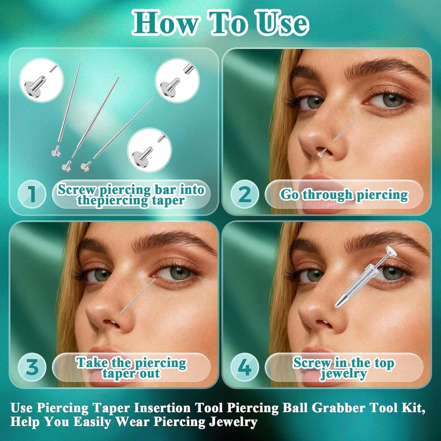 Upgraded Anti-slip Piercing Taper Ball Grabber Tool for Changing Jewelry – 16…