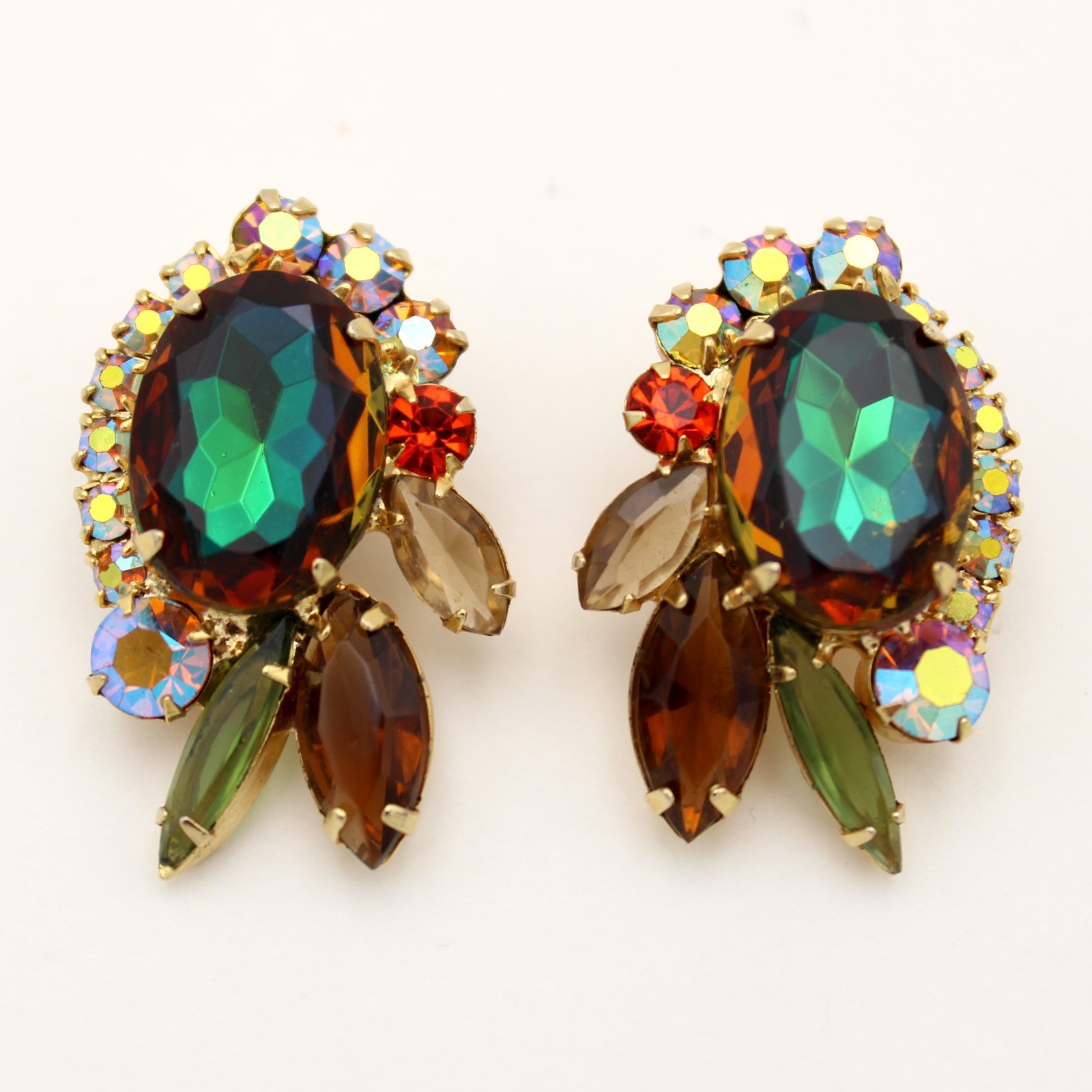 Verified 5120 D&E Juliana Fall Watermelon Heliotrope Vitrail Rhinestone Earrings