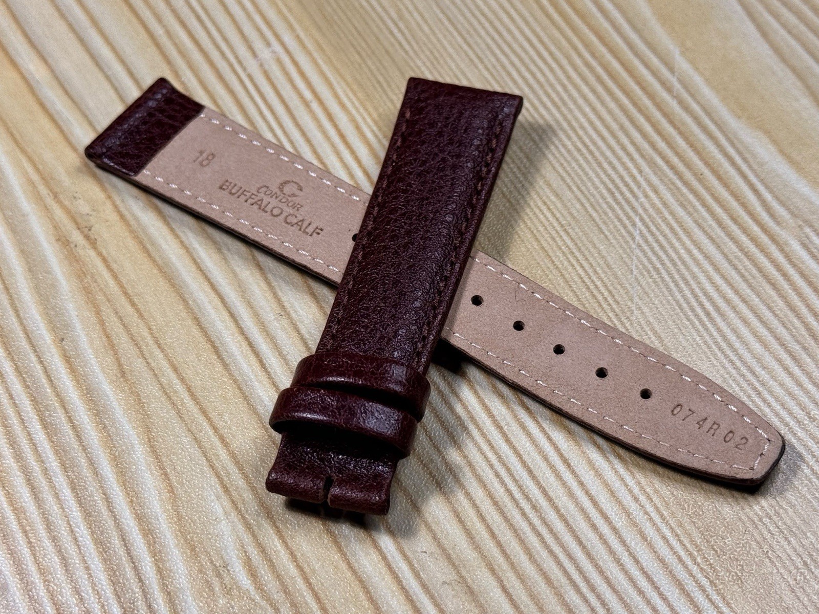 18mm Condor Buffalo Calf Genuine Brown Leather Watch Strap Band Without Buckle