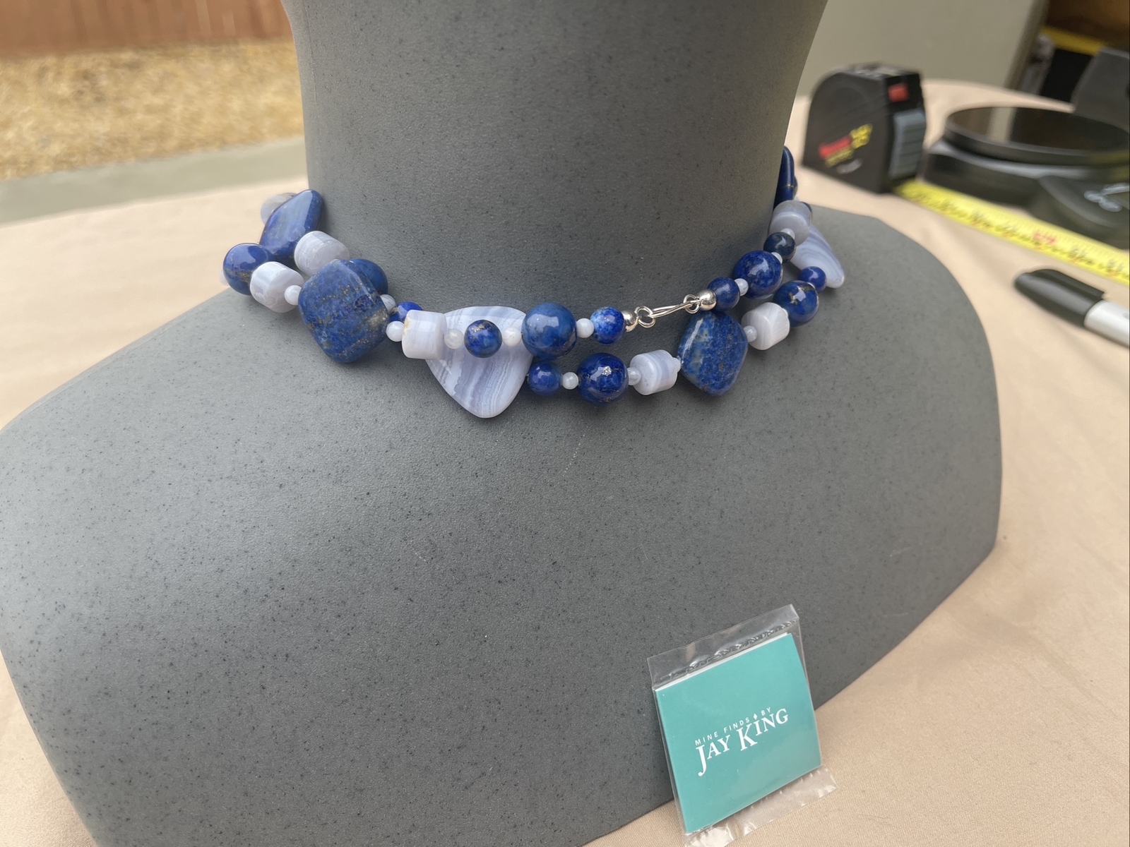 Mine Finds by Jay King DTR Sterling 925 blue lace agate lapis Nexklace 156 Grams