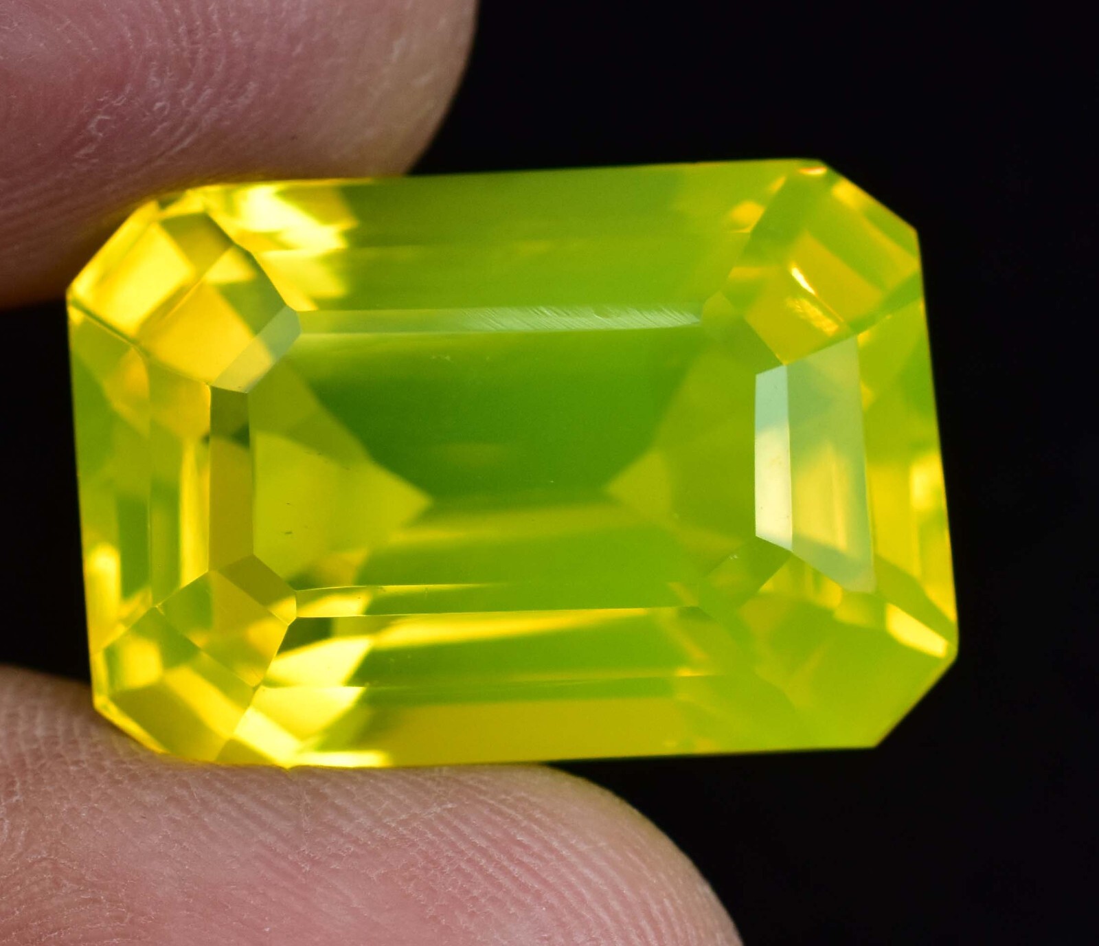 30.55 Ct Natural NEON Yellow Opal Certified Flawless Unheated Loose Gemstone