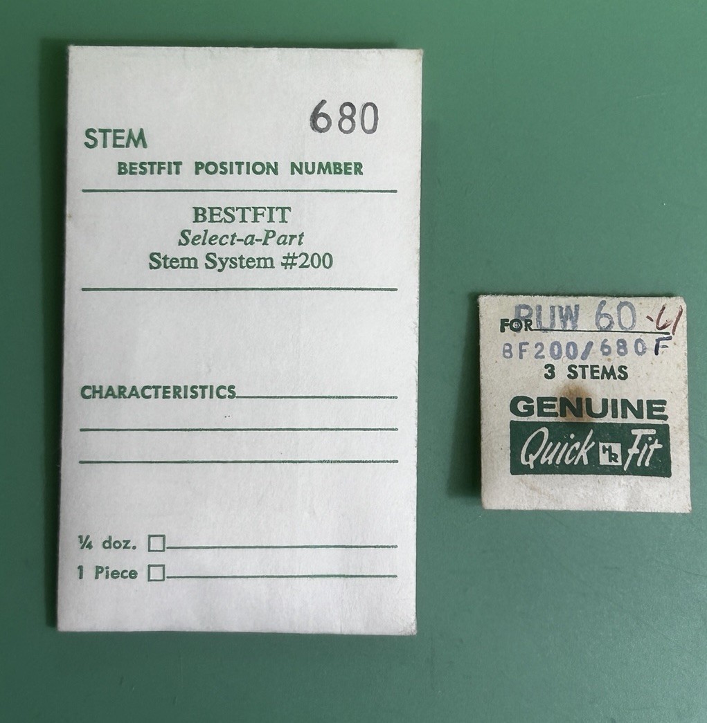 PUW – Cal 60/61 – Stem – Part 200 / 680F – .9mm – Tap 10 – New Old Stock
