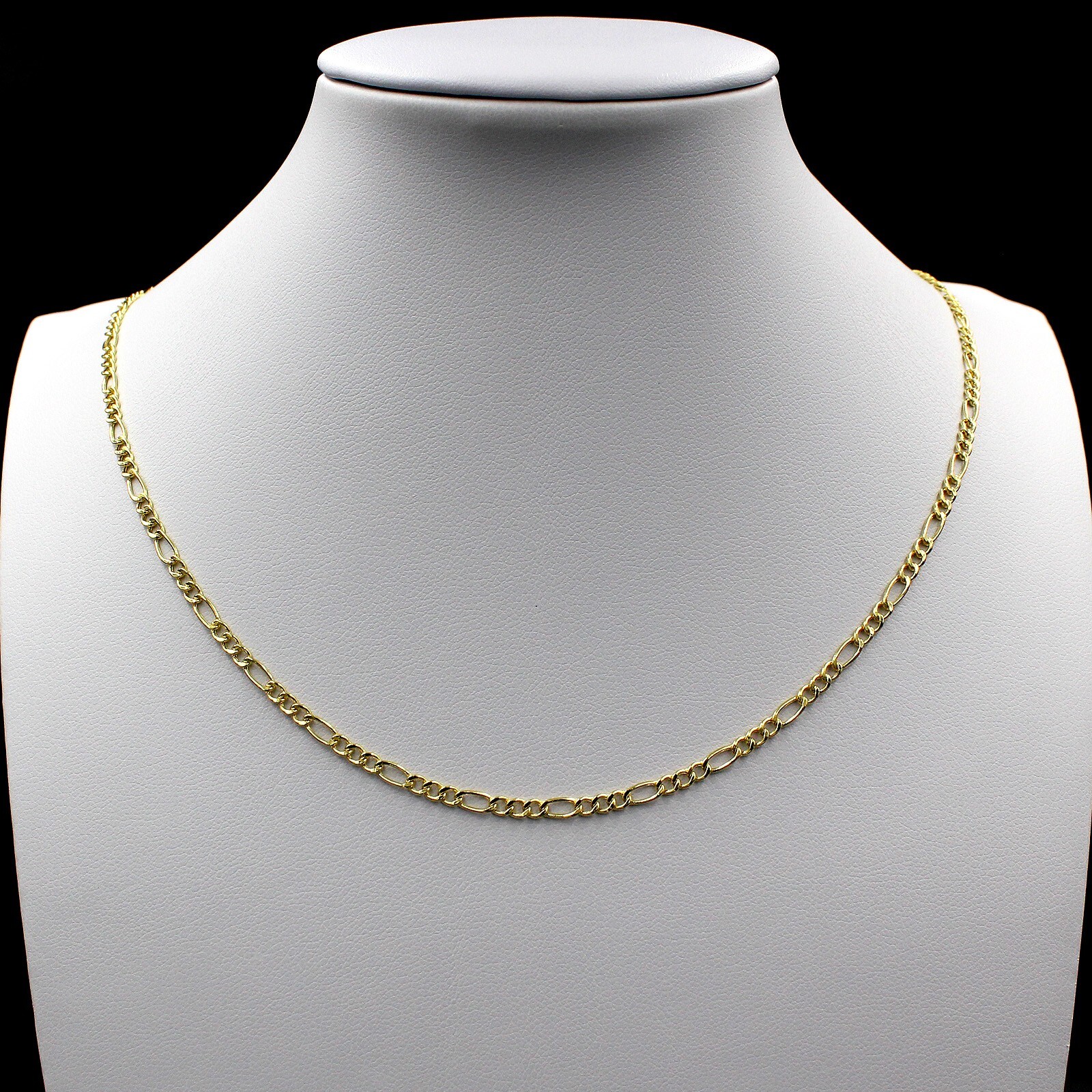 10K Yellow Gold 2mm Figaro Chain Italian Link Pendant Necklace Mens Womens 18″