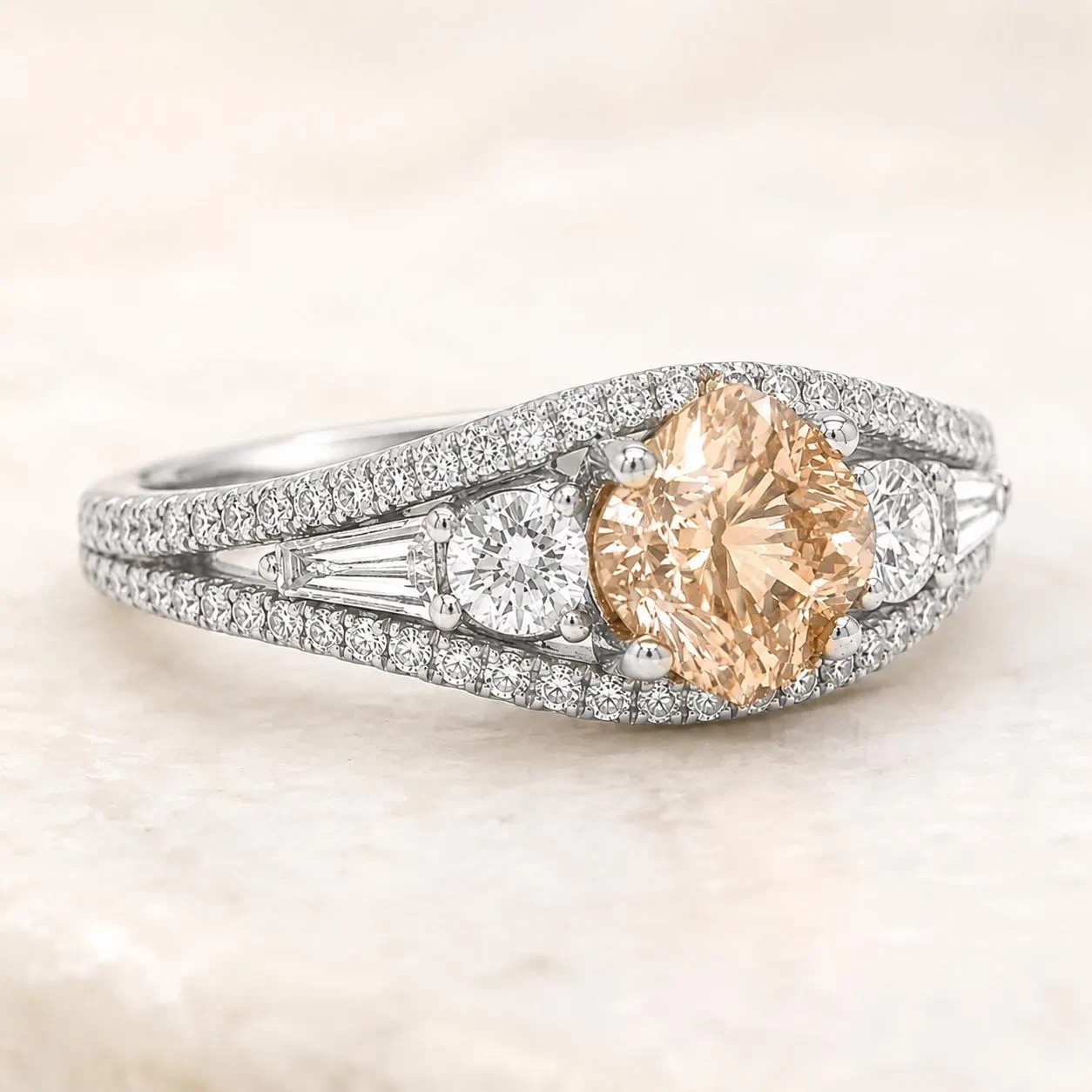 Natural Fancy Yellow Diamond Halo Ring 14K White Gold | 1.75ctw GIA Report