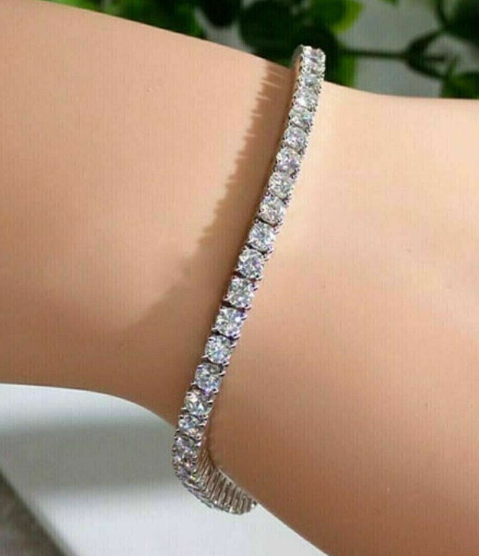 Beautriful 5.50CT Round Cut Lab Grown Diamond 925 Silver Women’s Tennis Bracelet