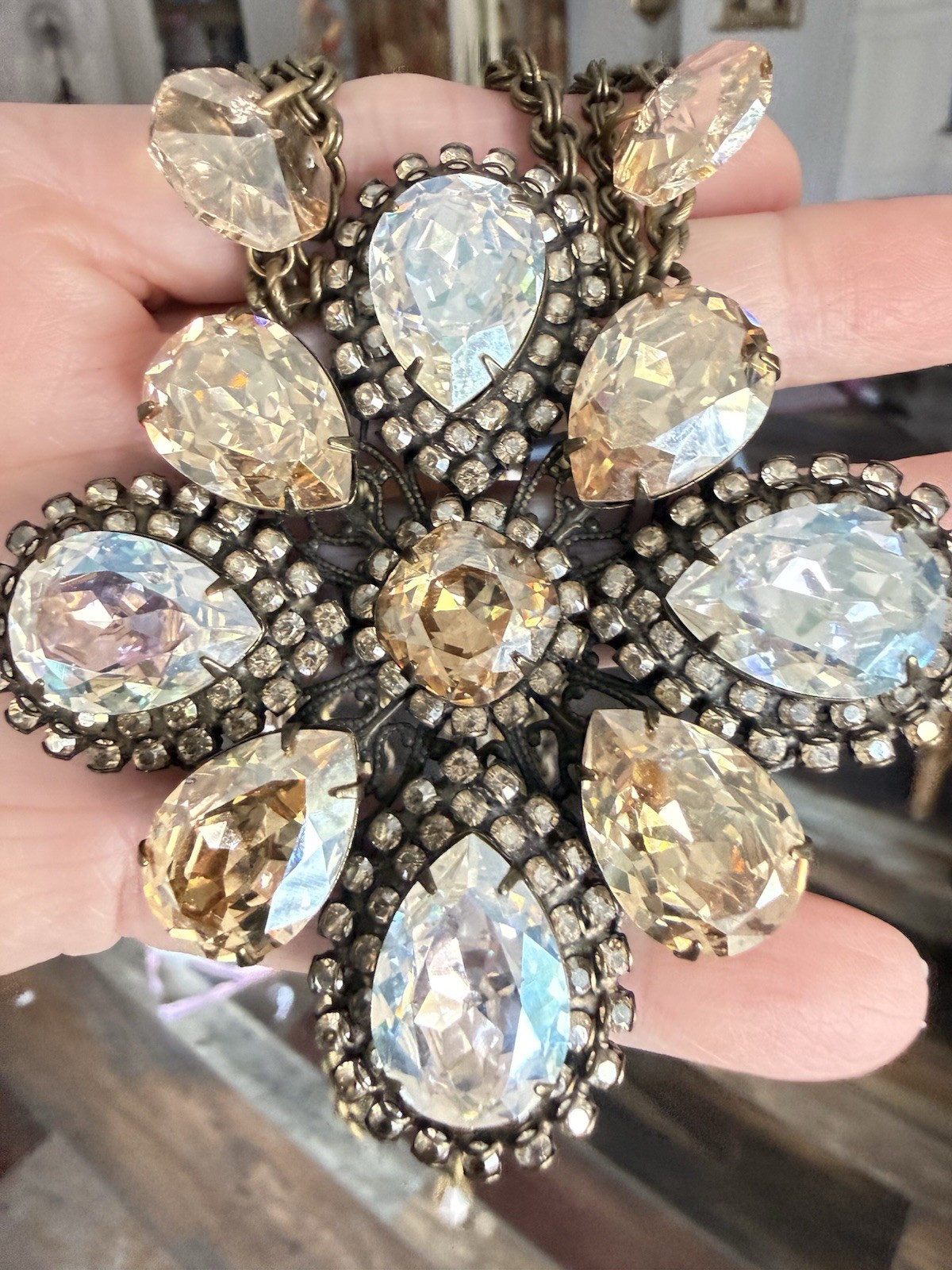 VTG LIZ PALACIOS STUNNING Necklace Swarovski Crystal Statement !