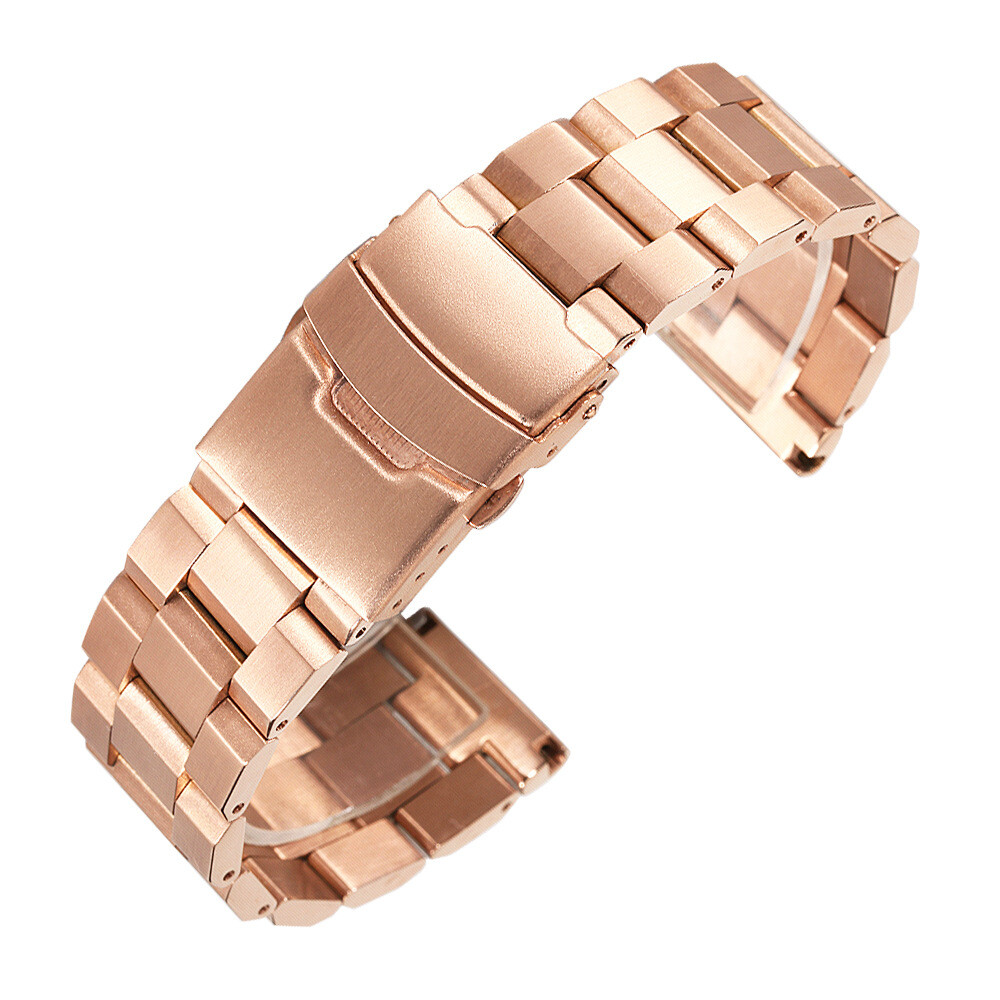Solid Stainless Steel Watch Band Straps Mens Rugged Metal Bracelet 18/20/22/24mm