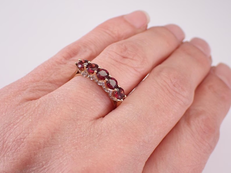 2Ct Round Cut Lab-Created Garnet Engagement Wedding Ring 14k Yellow Gold Plated