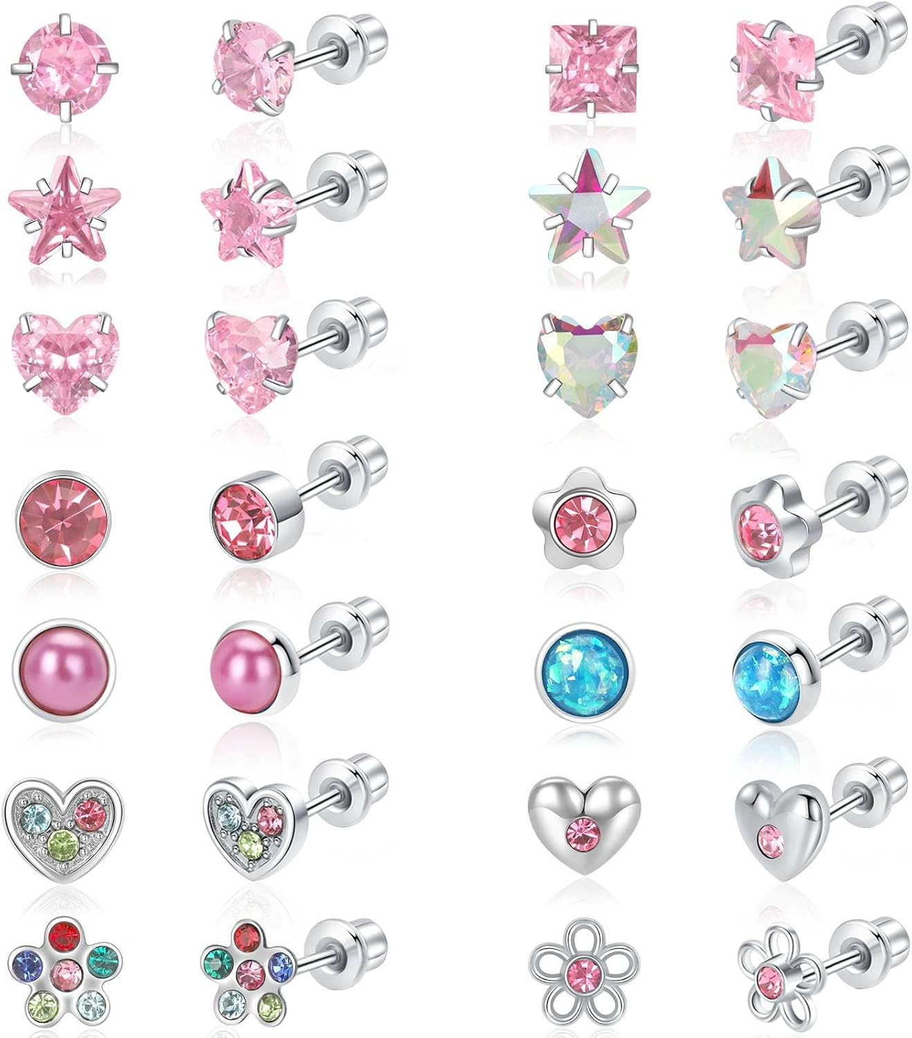 14 Pairs Surgical Steel Earrings Set for Toddlers, Kids, Women – Hypoallergenic