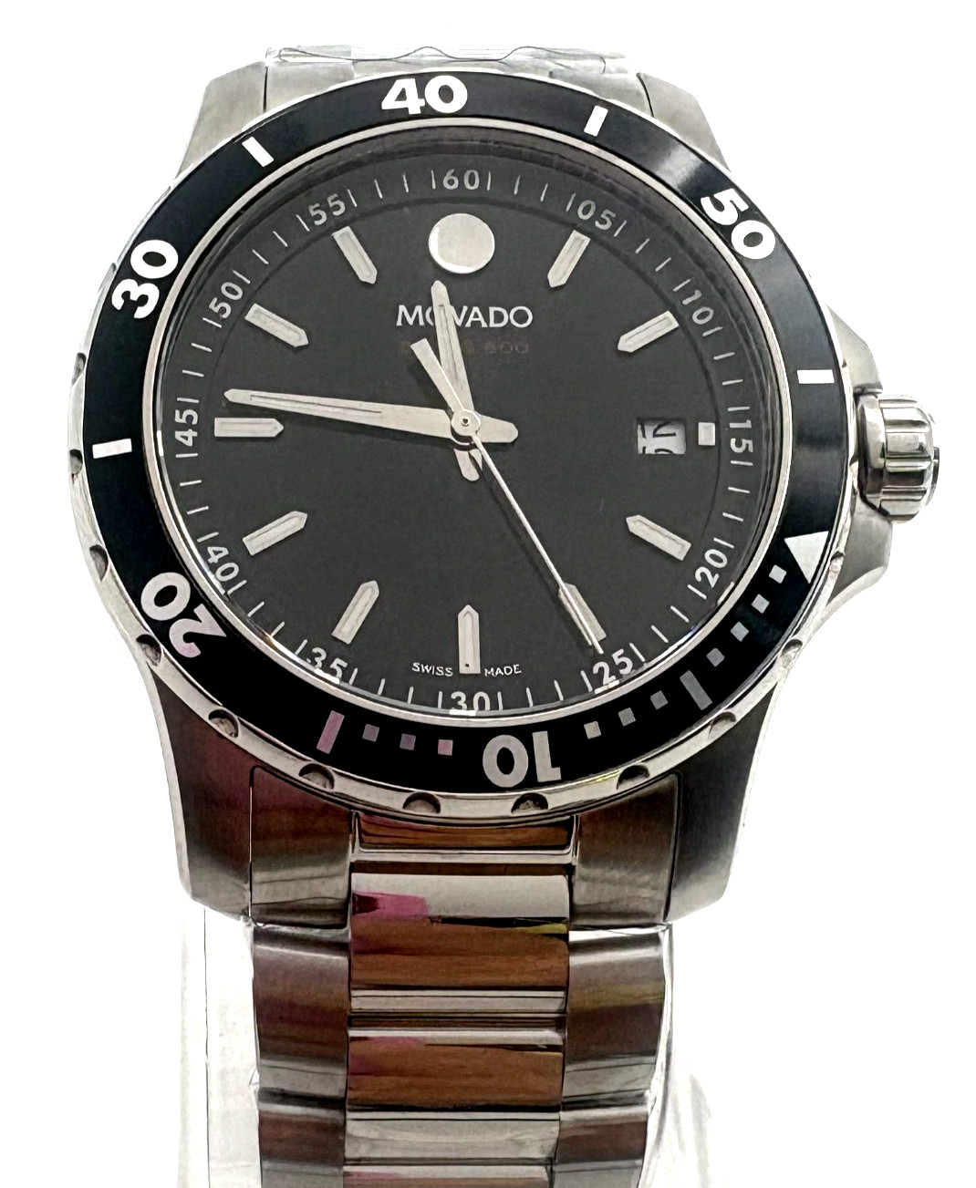 MOVADO 2600135 Series 800 Black Dial Stainless Steel Swiss 40mm Quartz Watch
