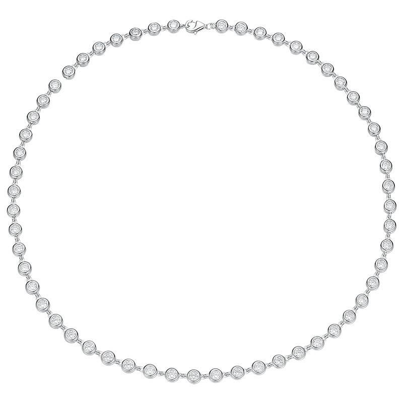 3-4mm Moissanite Tennis Chain Necklace Sweater neck chain 925 Sterling Silver