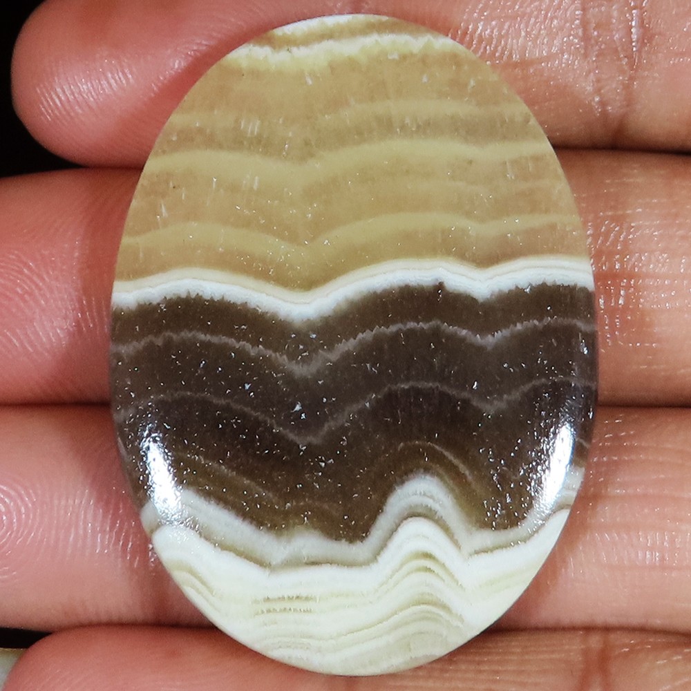 100% Natural Zebra Calcite Cabochon 97.70 Cts Oval Shape 34x47x6 mm Gemstone P22