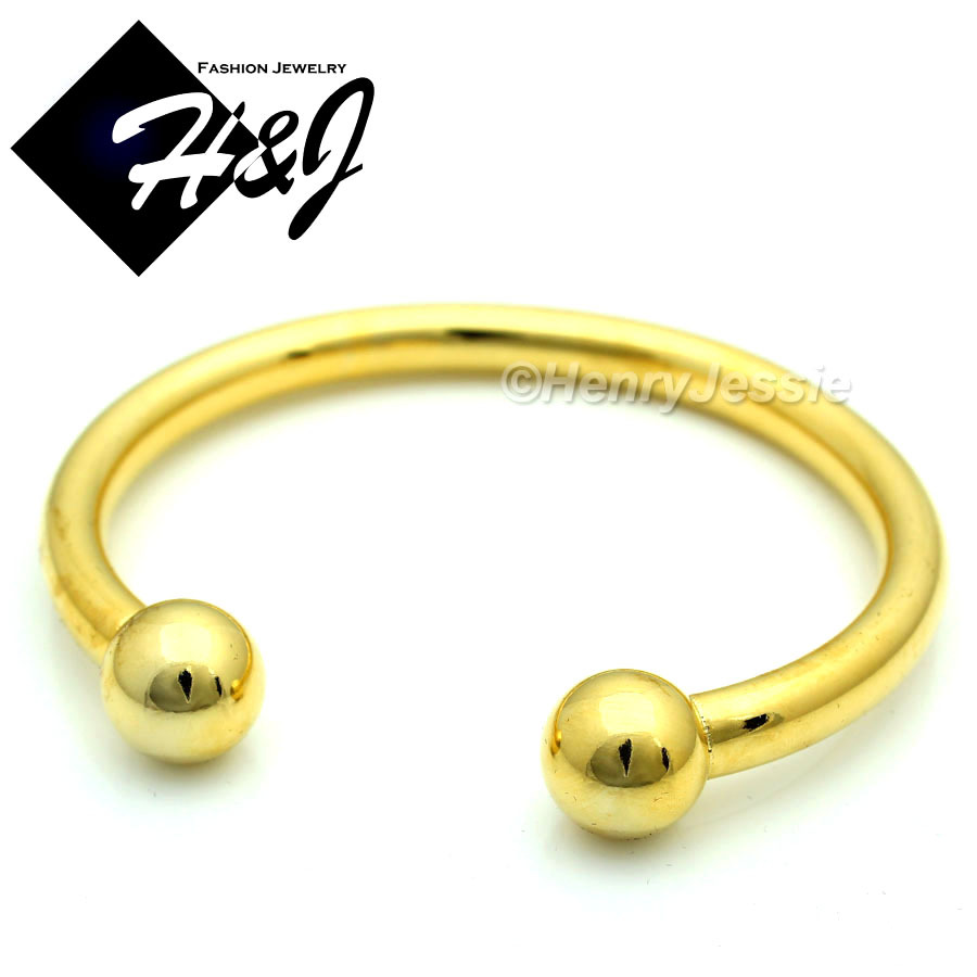 MEN WOMEN Stainless Steel Classic Gold Plated Round Adjustable Handcuff/Bracelet