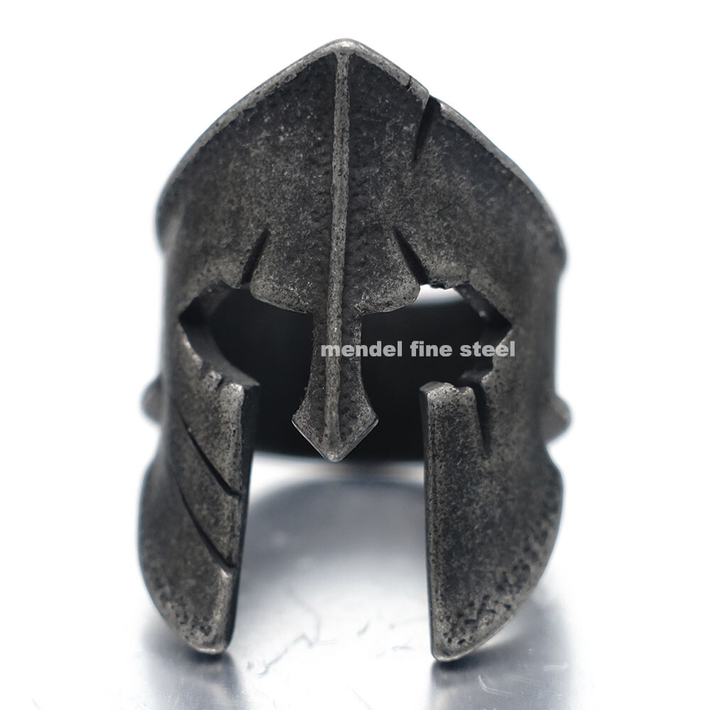 MENDEL Large Mens Cool Stainless Steel Gladiator Spartan Helmet Ring Size 7 8-16