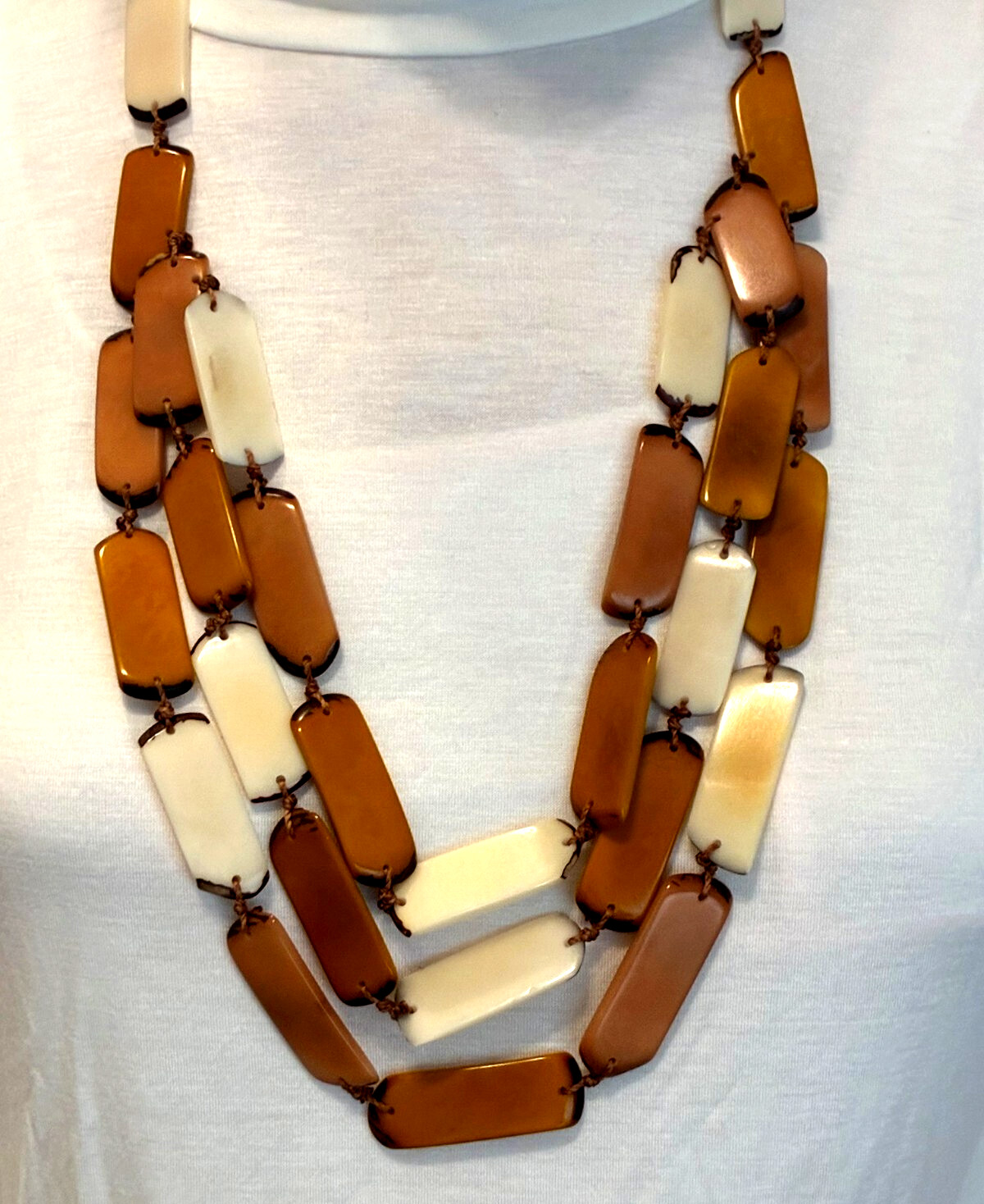 Tagua Nut Necklace Handmade Artisan Organic Beads from Ecuador TN-8