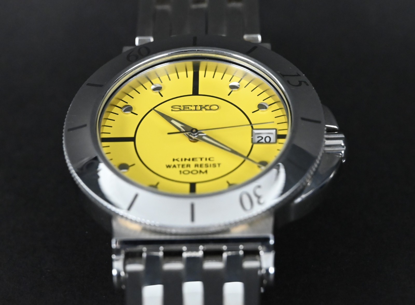 SEIKO 5M42-0G90 VINTAGE KINETIC YELLOW DIAL 39 MM (NOS & ORIGINAL & FULL SET)