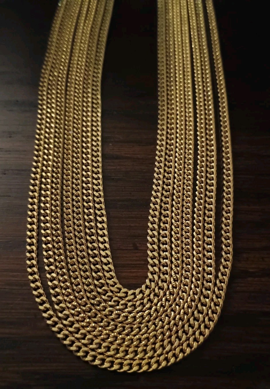 Vintage MONET 8 Strand Multi-chain Gold-tone Runway Statement Necklace