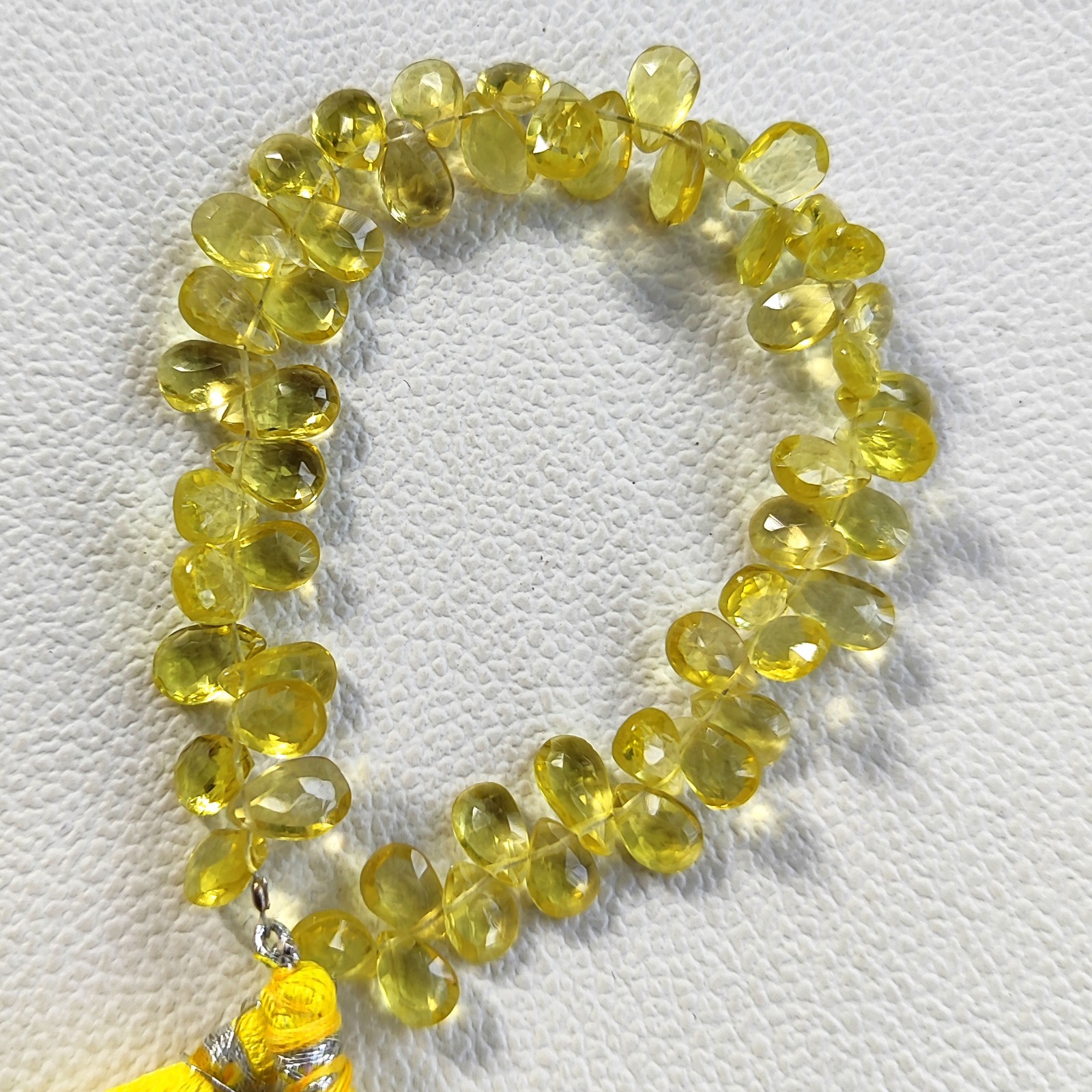 Brazil Lemon Quartz Faceted Pear Briolette Strand 10x7mm Natural Gemstone 7″