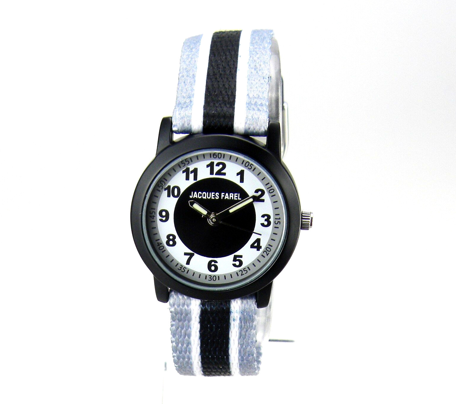 Children’s Watch Children’s Wristwatch Learning Watch Jacques Farel Boys Black White Grey NEW