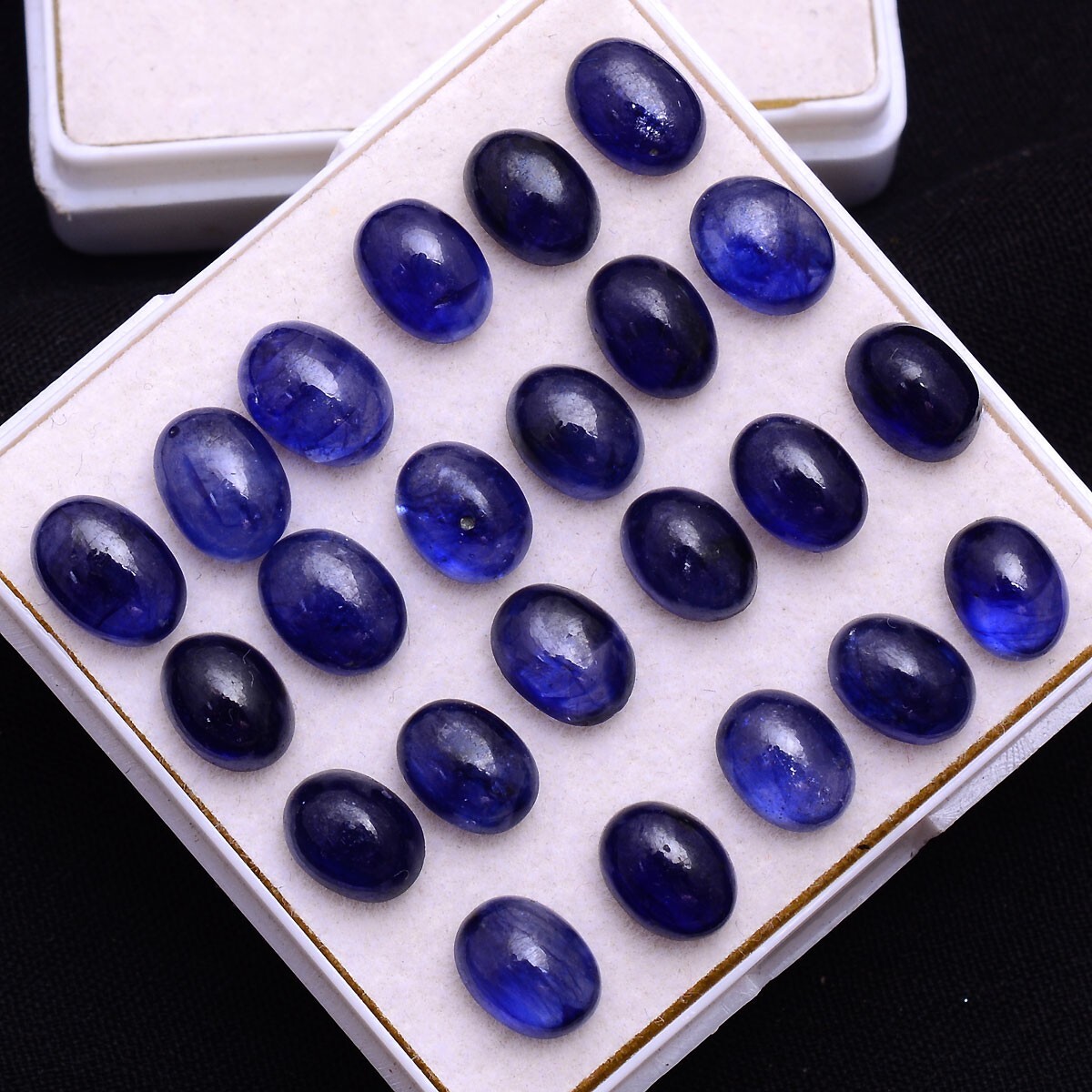 23 Pcs Natural Blue Sapphire Oval Cabochon 6.40mm-7.90mm Gemstones Wholesale Lot