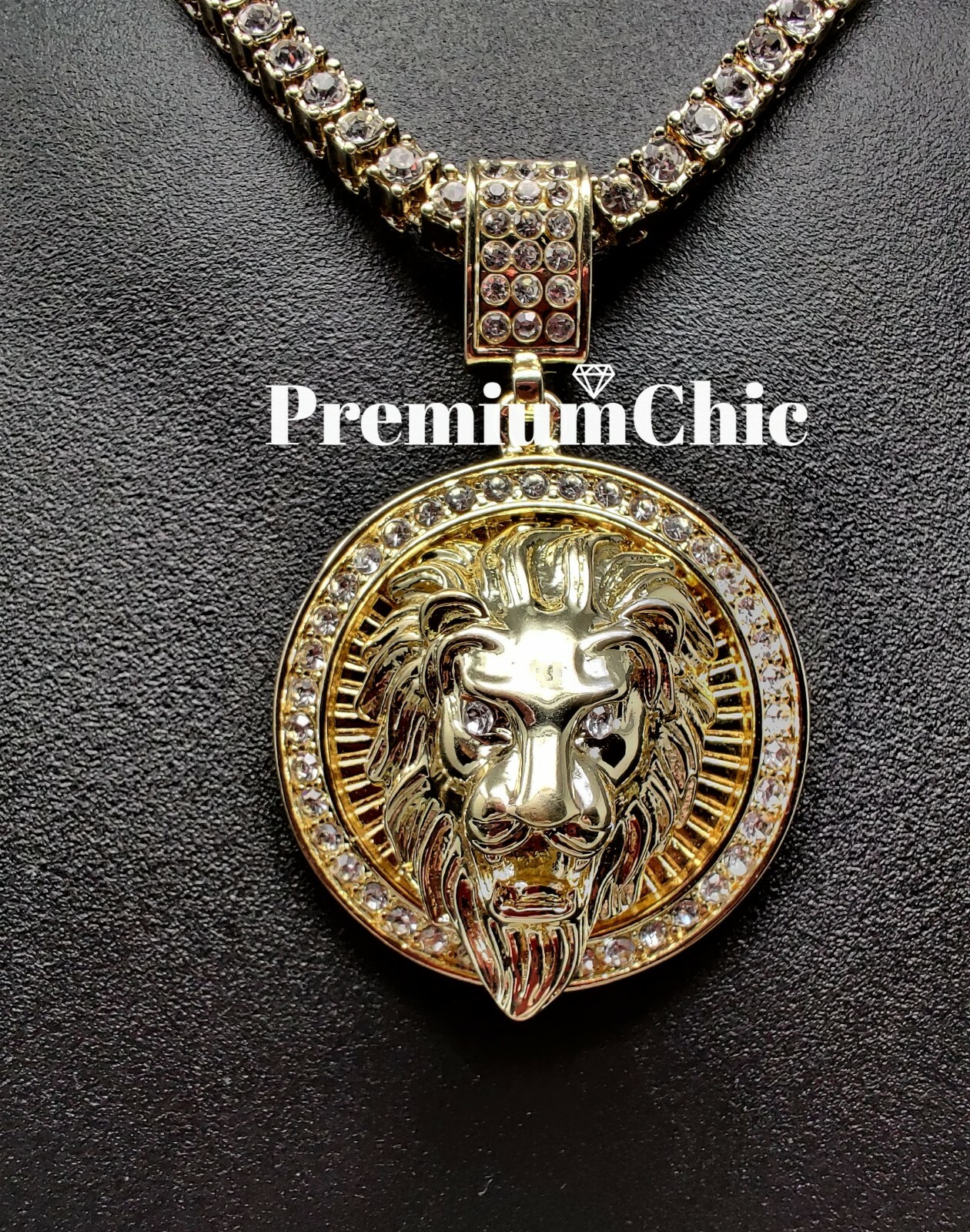 ICED Crowned Lion Pendant Necklace with Rope or Tennis Chain Plated CZ Jewelry