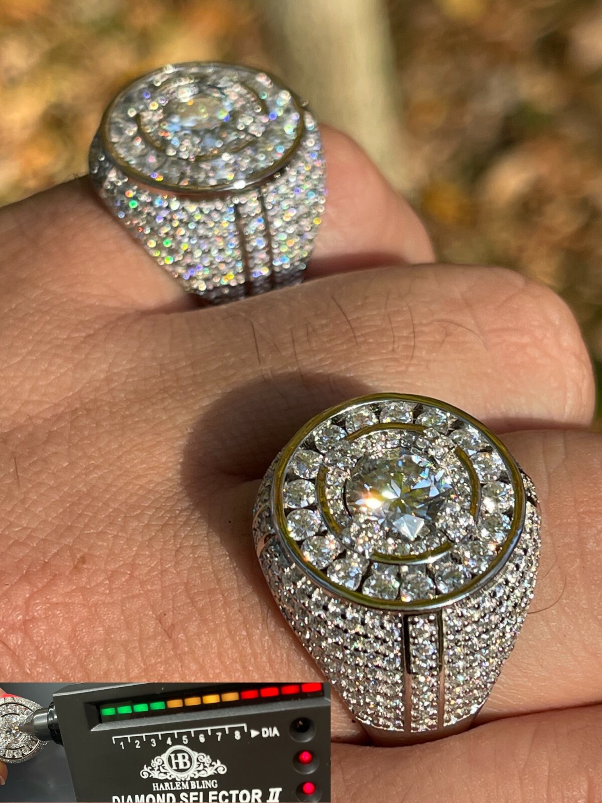 Large 925 Silver Iced Hip Hop 6ct Men’s MOISSANITE RING Pass Diamond Test Pinky