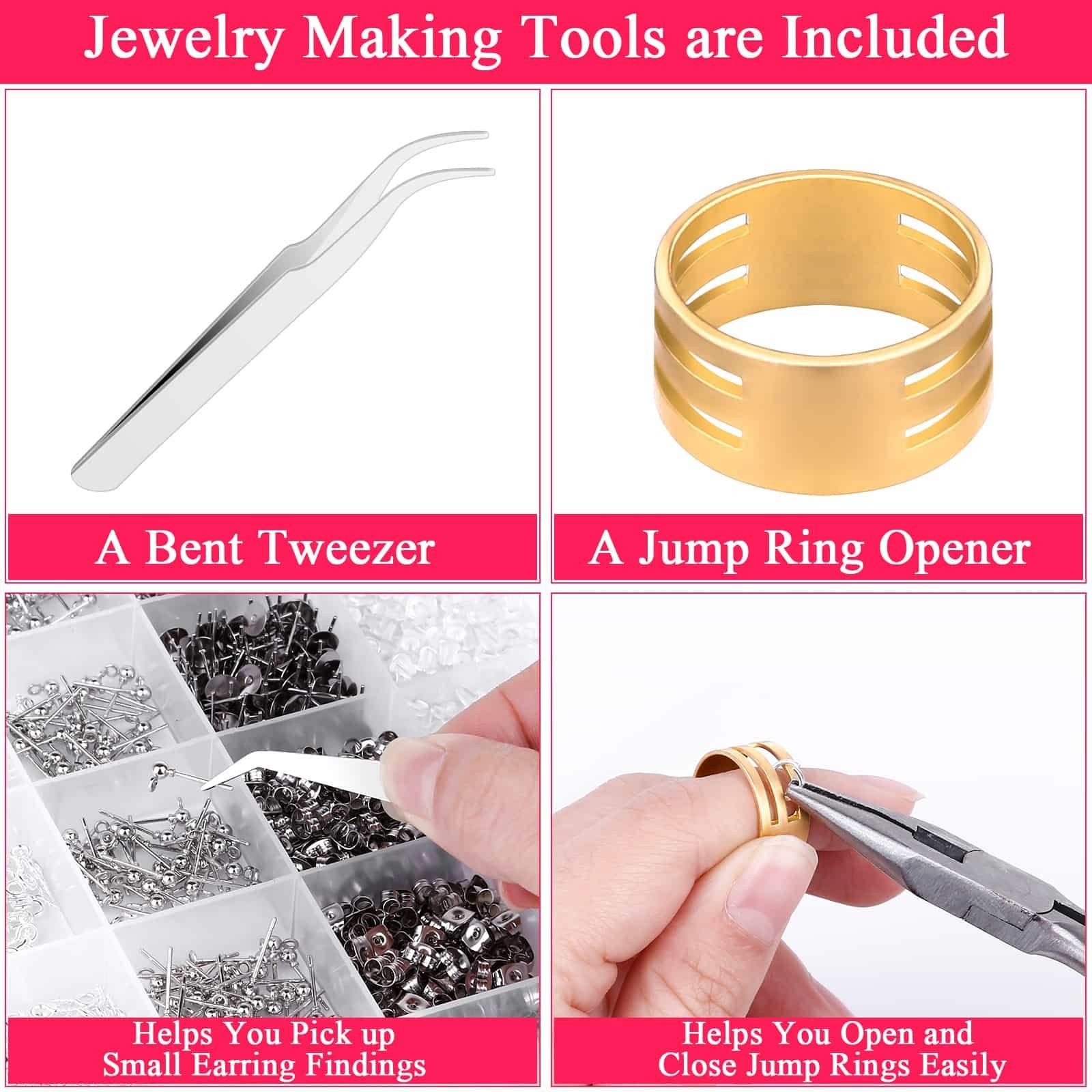 Cludoo Earring Making Kit – 2393 Pcs Hypoallergenic Small, Silver
