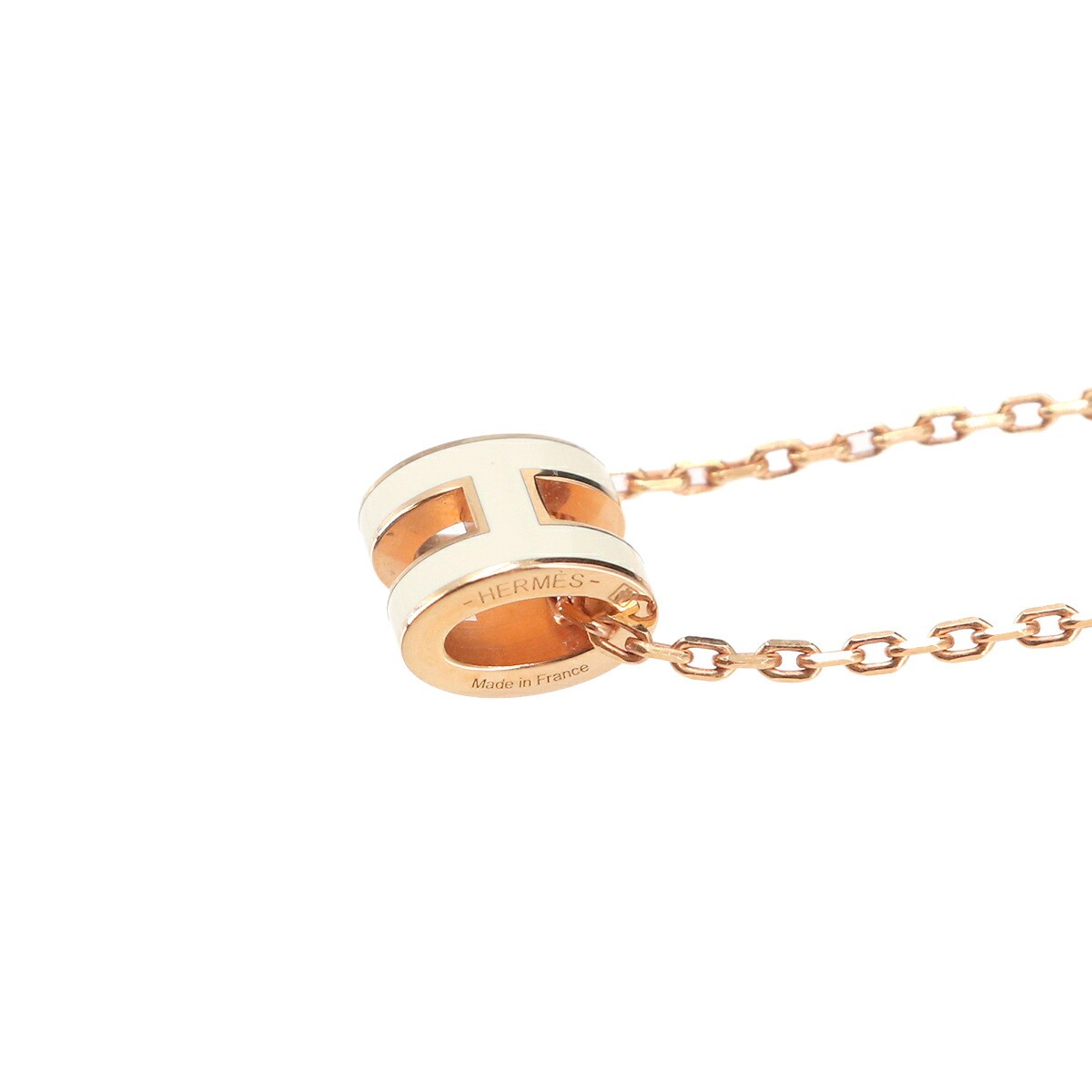 HERMES Mini Pop H Chain Necklace White Gold Accessory 90330205