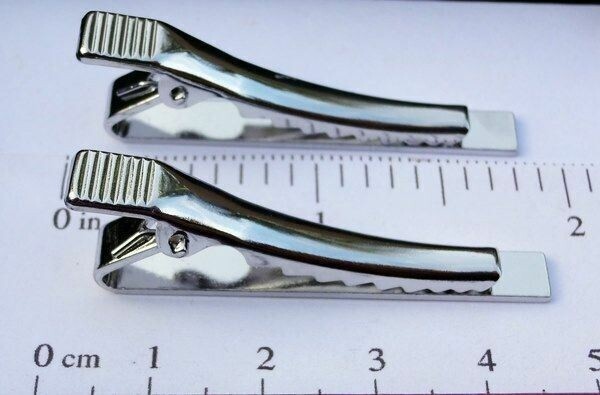 12 TIE BAR Findings SILVER Flat Surface 1.7″ L x .22″ W ~ Strong CLIP 43mmx2.6mm