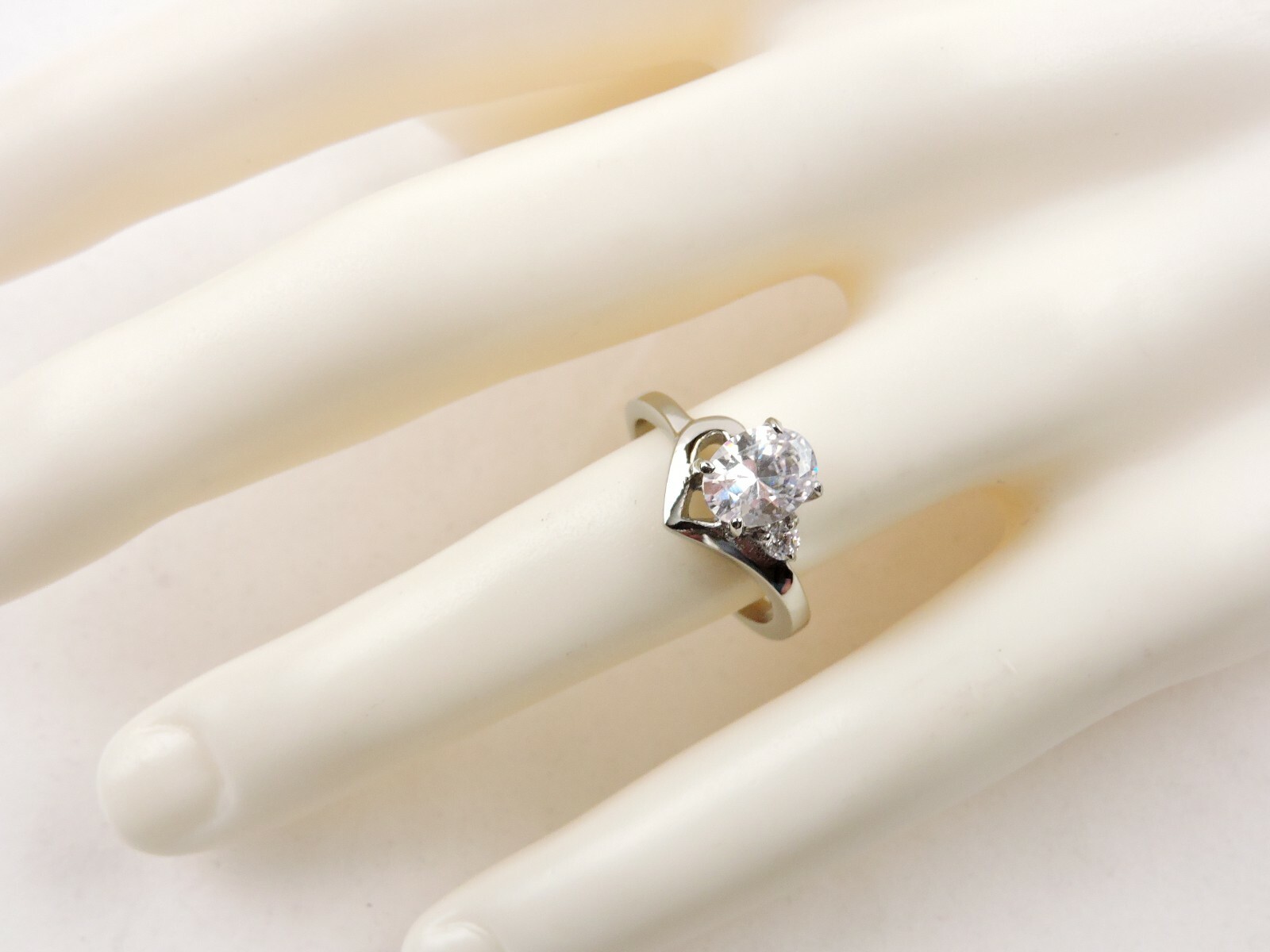 Stainless Steel 2.56 cttw Oval And Round Cubic Zirconia Ring